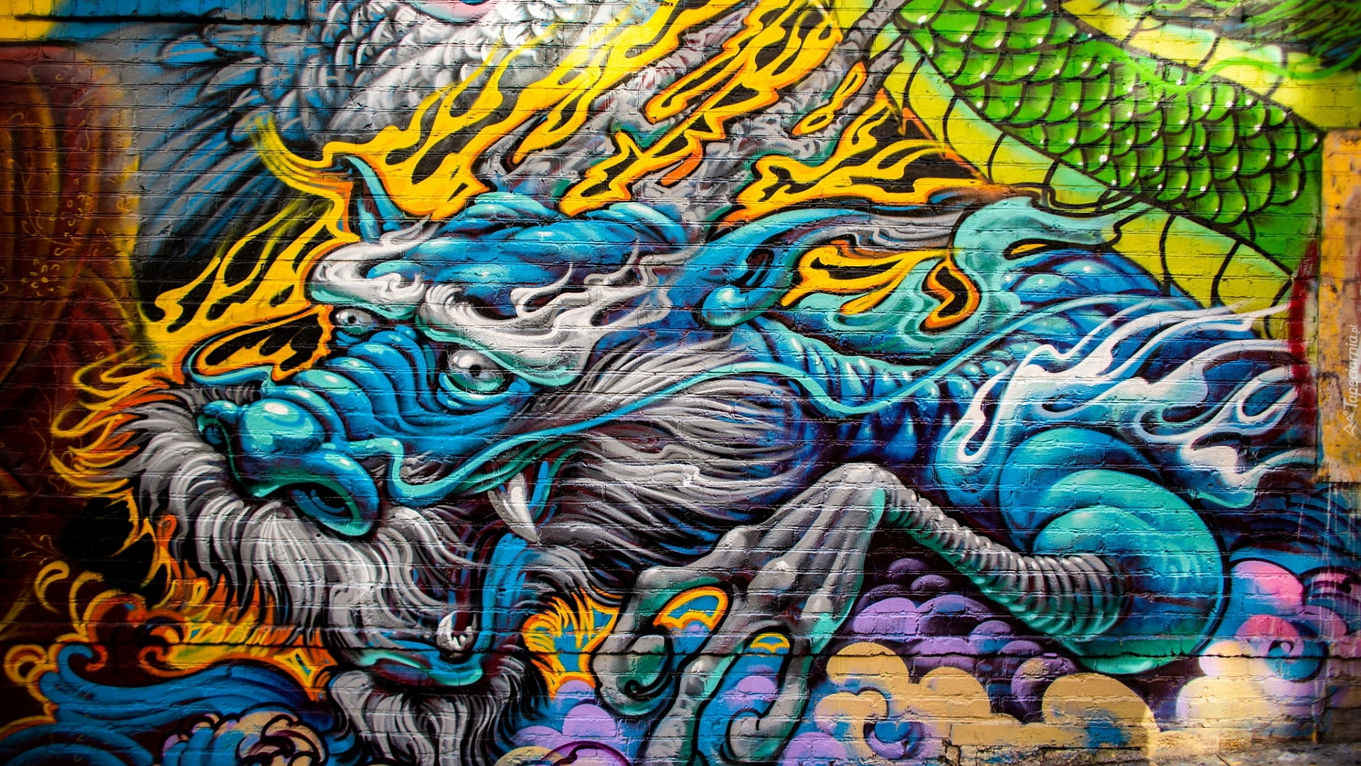 Ściana, Smok, Street art