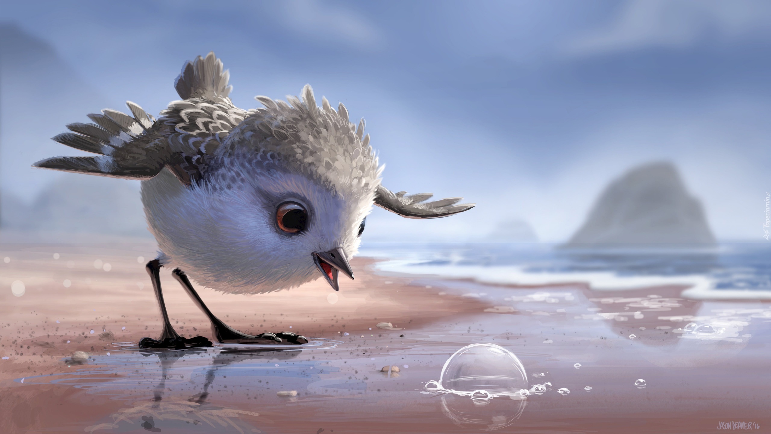 Ptak, Plaża, Grafika 2D
