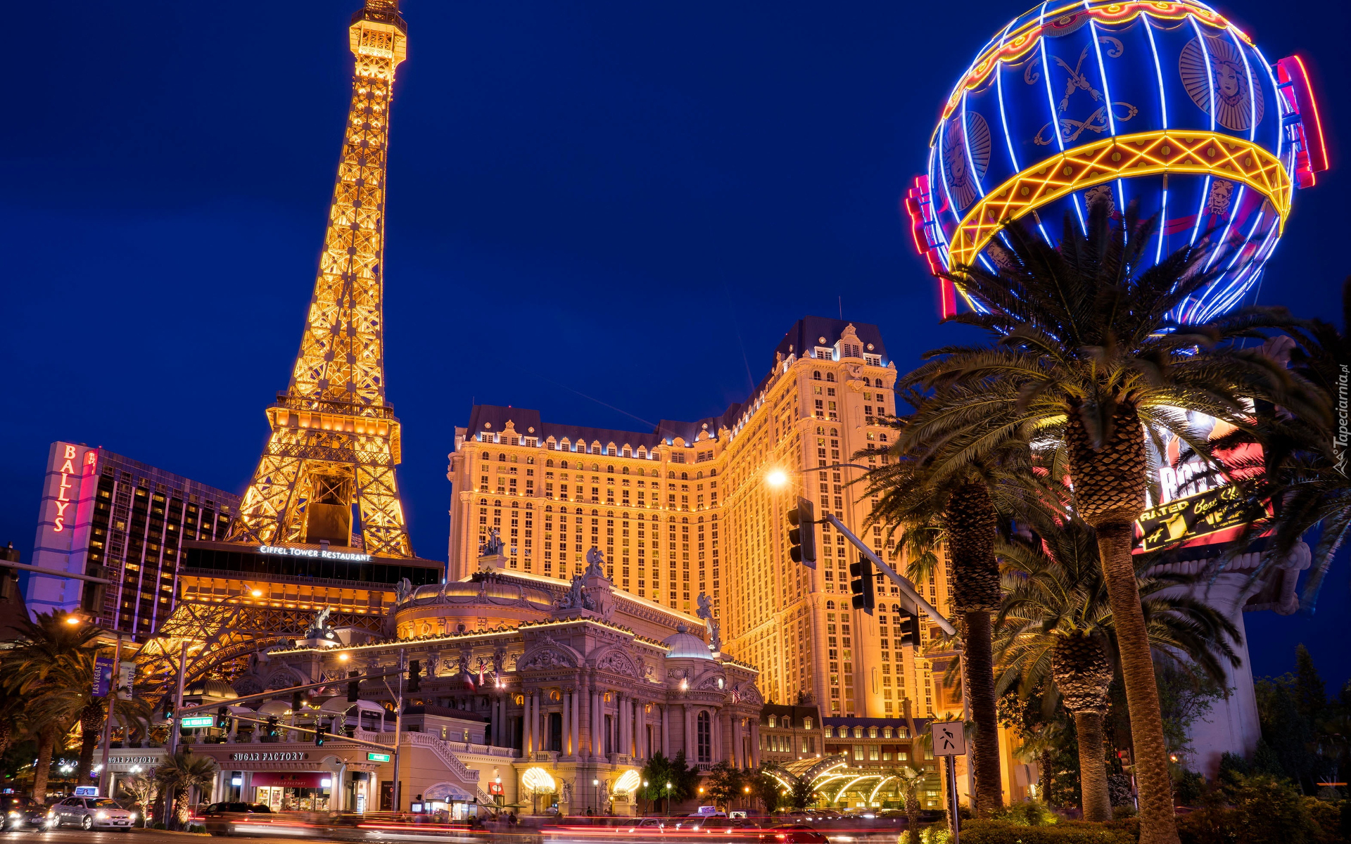 Hotel, Paris Las Vegas, Wieża Eiffla, Palmy, Las Vegas, Stan Nevada, Stany Zjednoczone