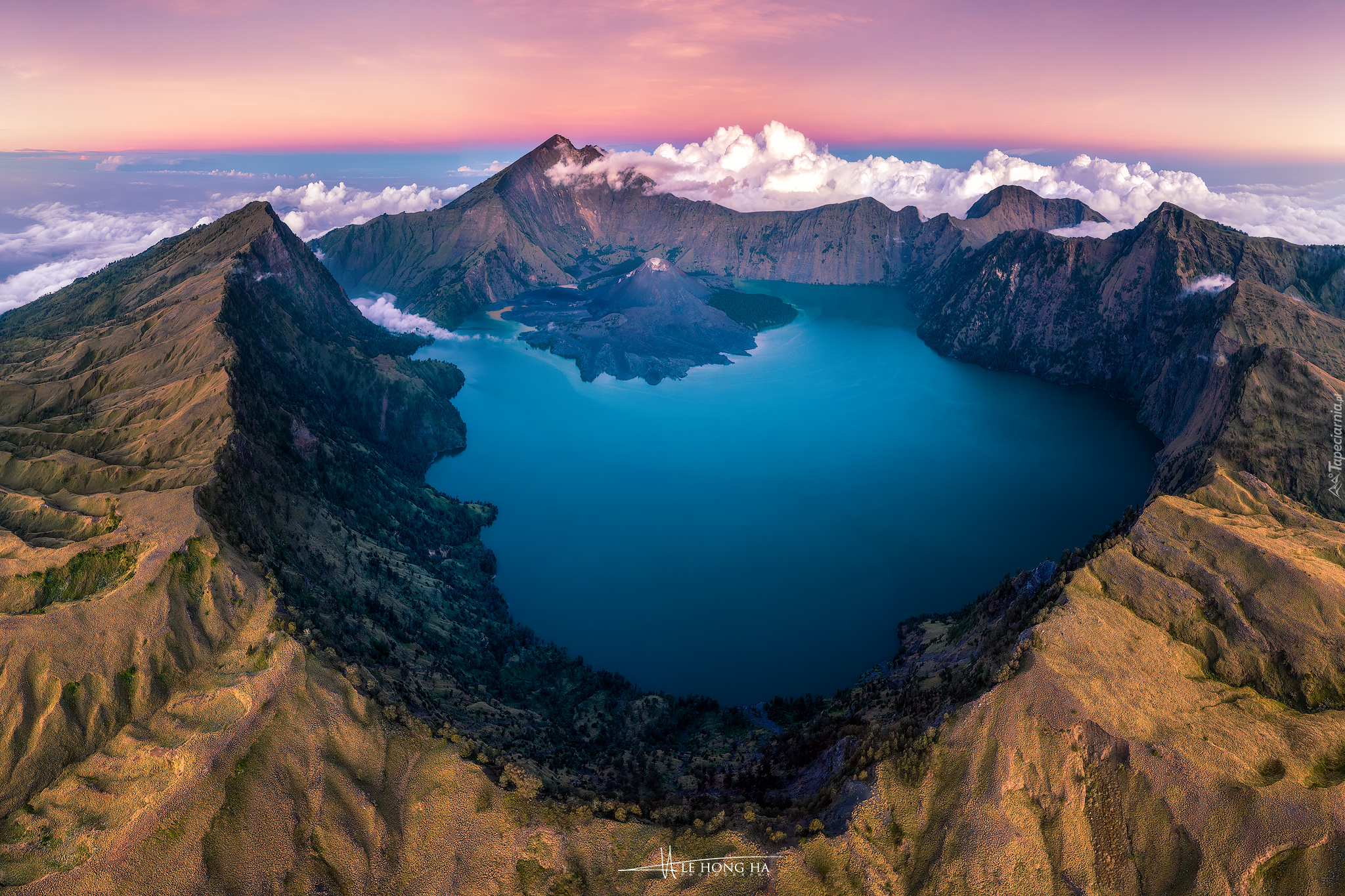 Góry, Krater, Jezioro Kawah, Indonezja