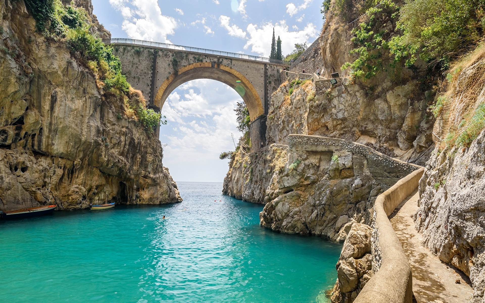 Most, Rzeka, Skały, Furore, Prowincja Salermo, Włochy