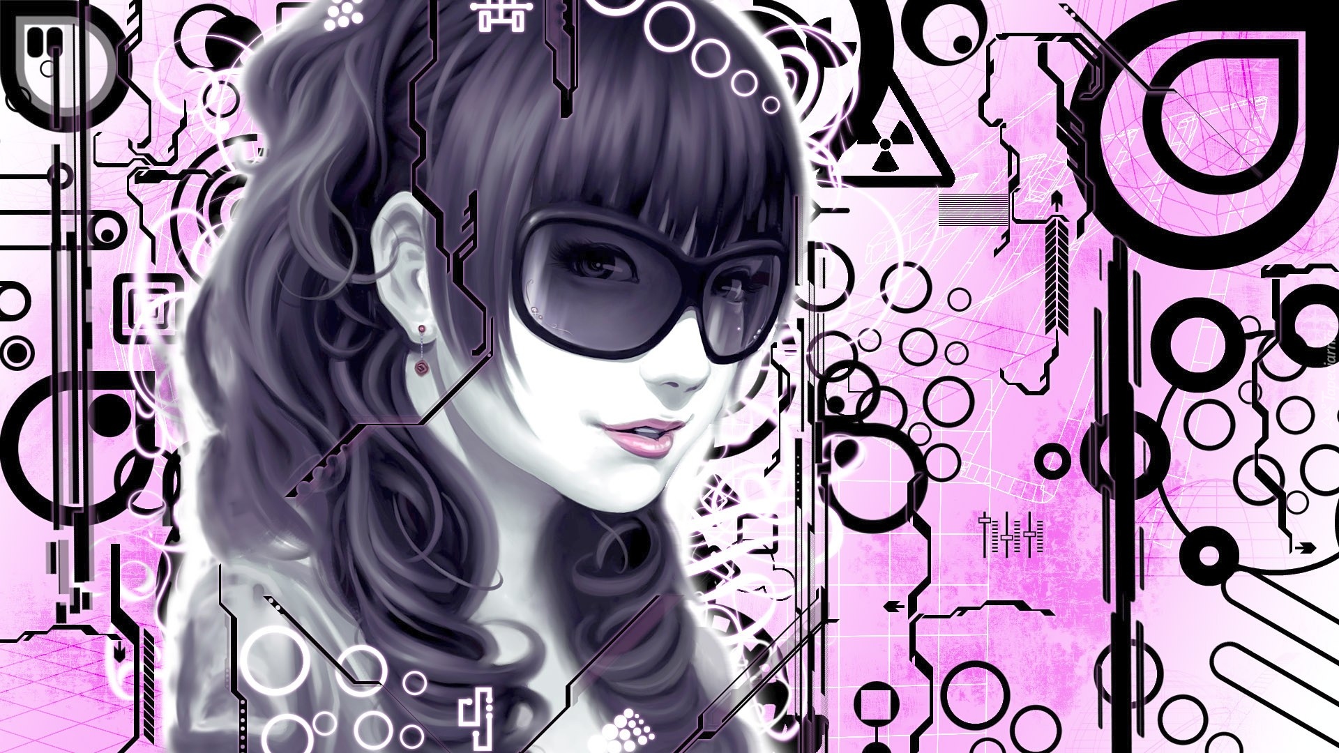 Dziewczyna, Okulary, Wzory, Grafika 2D