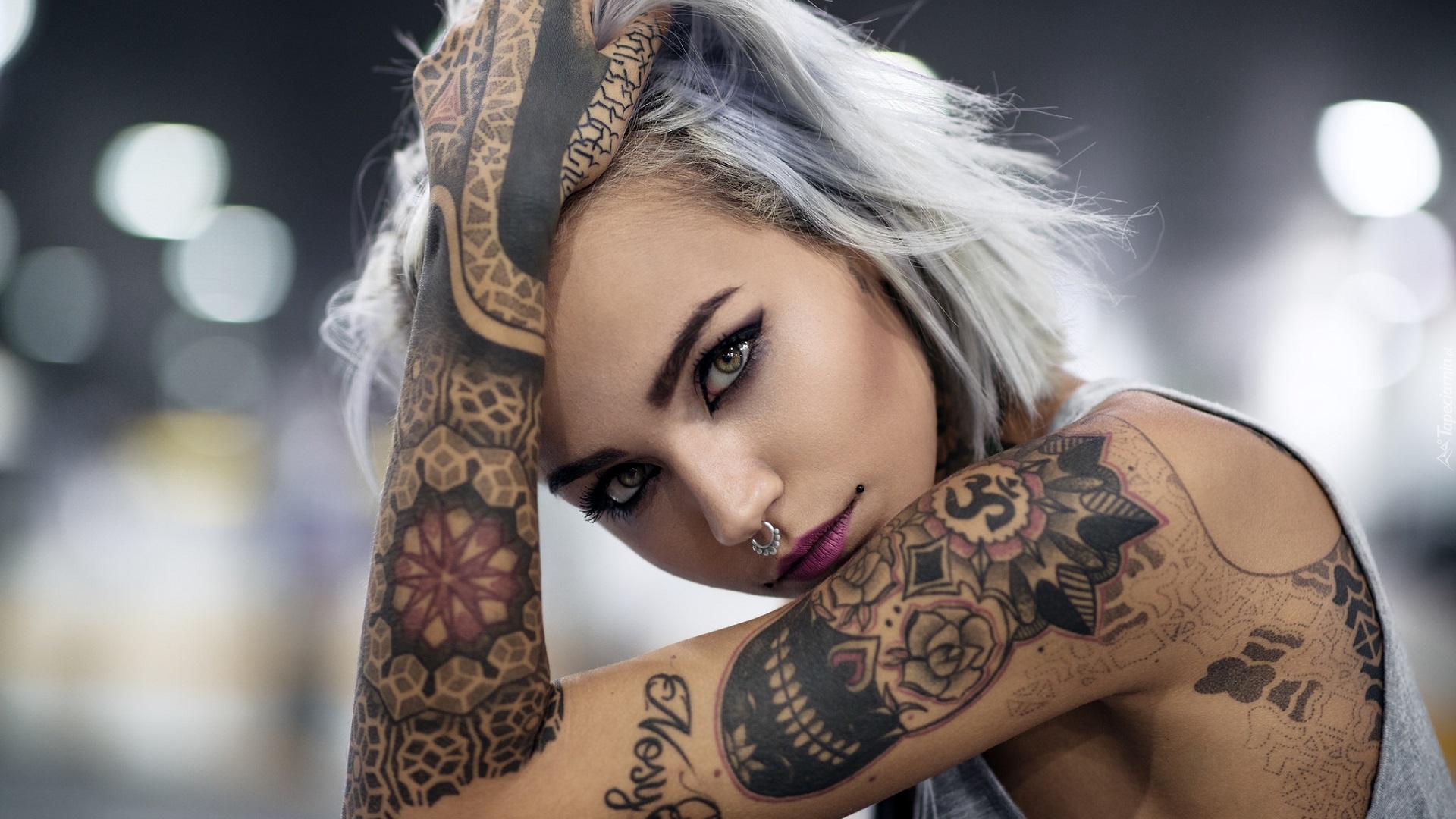 Kobieta, Makijaż, Tatuaże