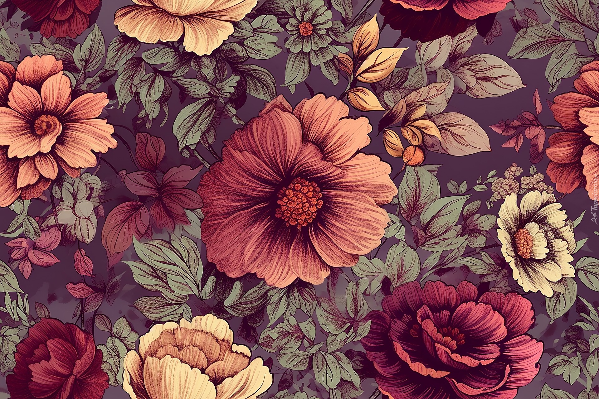 Tekstura, Kwiaty, Liście, Kolorowy