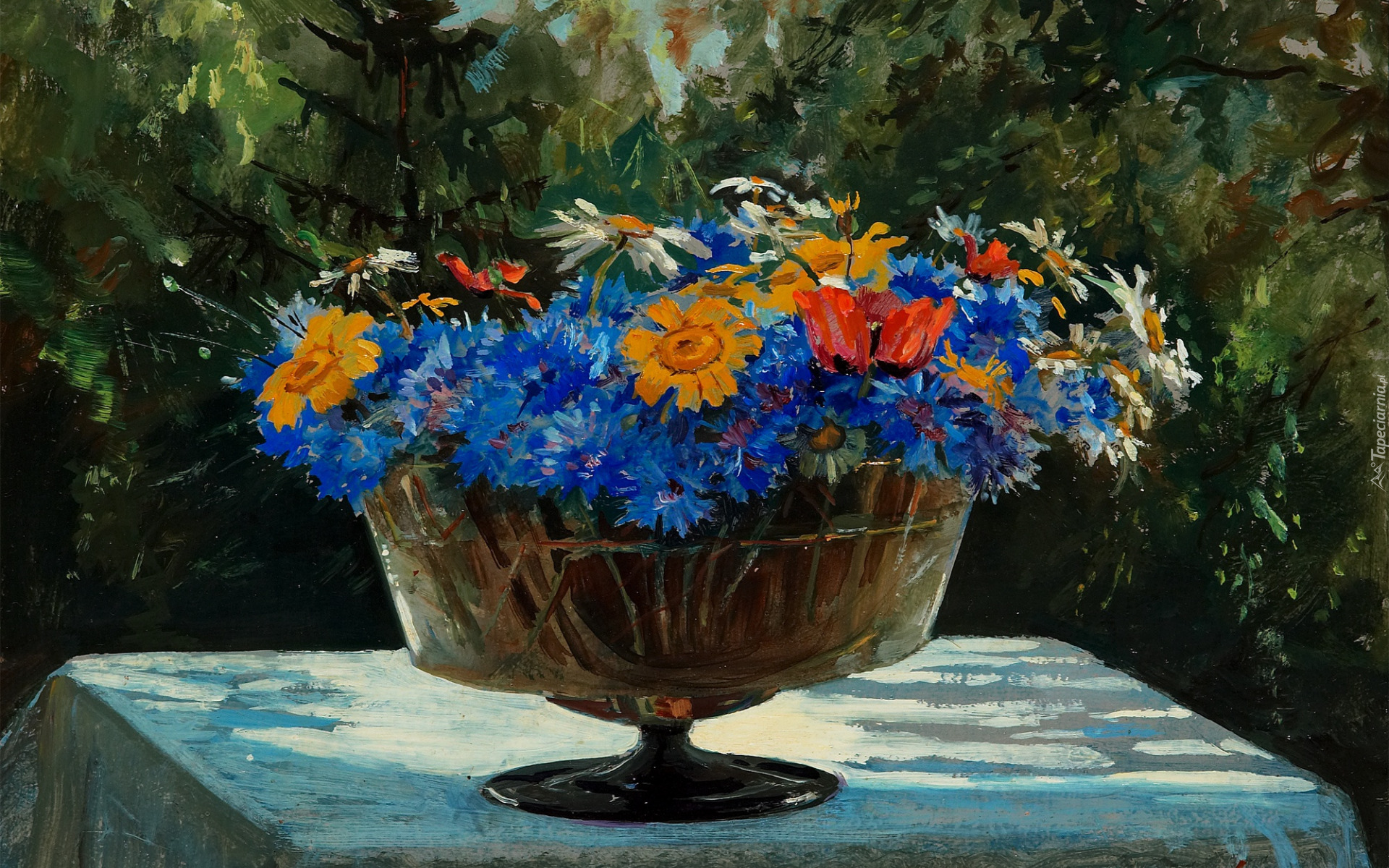 Malarstwo, Olga Aleksandrowna Romanowa, Kolorowe, Kwiaty, Stół
