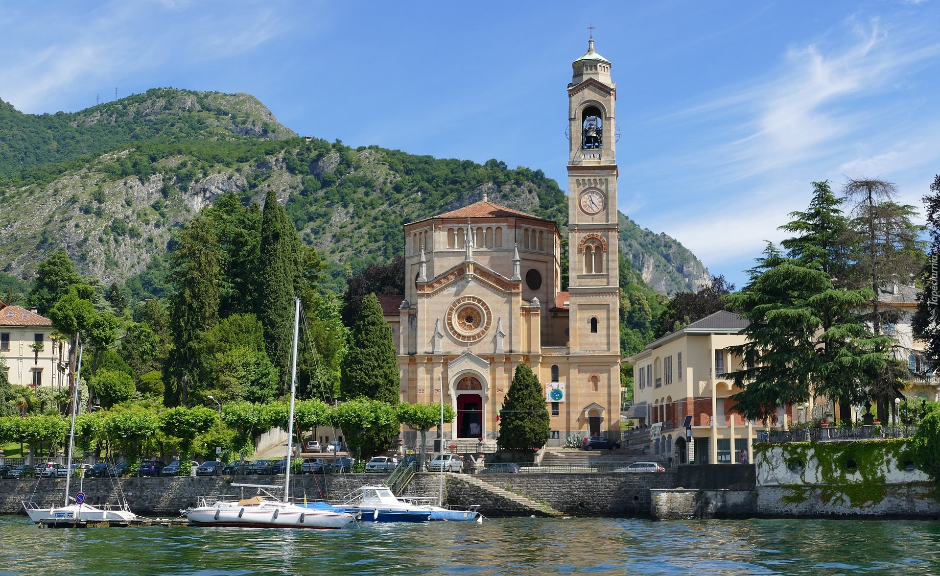 Włochy, Tremezzo, Prowincja Como, Jezioro Como, Góra Crocione, Kościół, Church of San Lorenzo