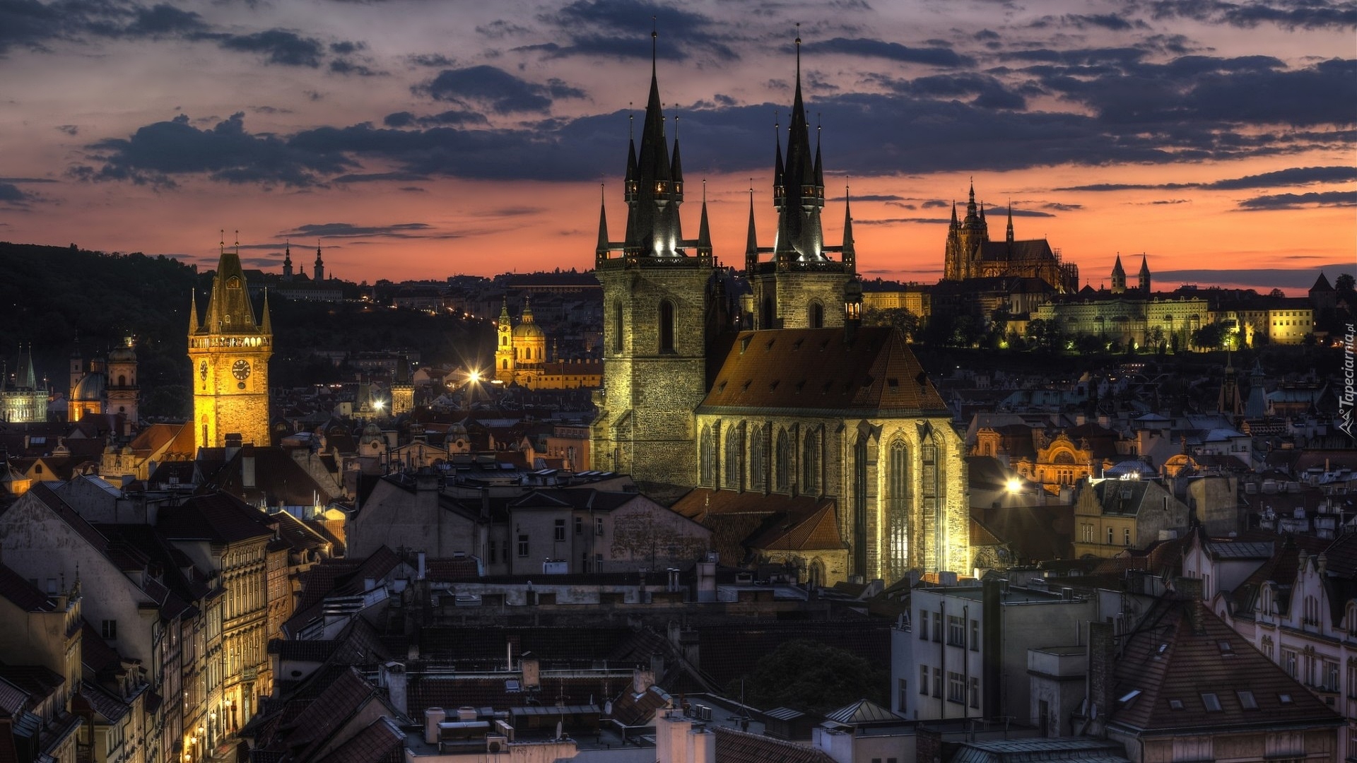 Czechy, Praga, Kościół Najświętszej Marii Panny przed Tynem, Zmierzch