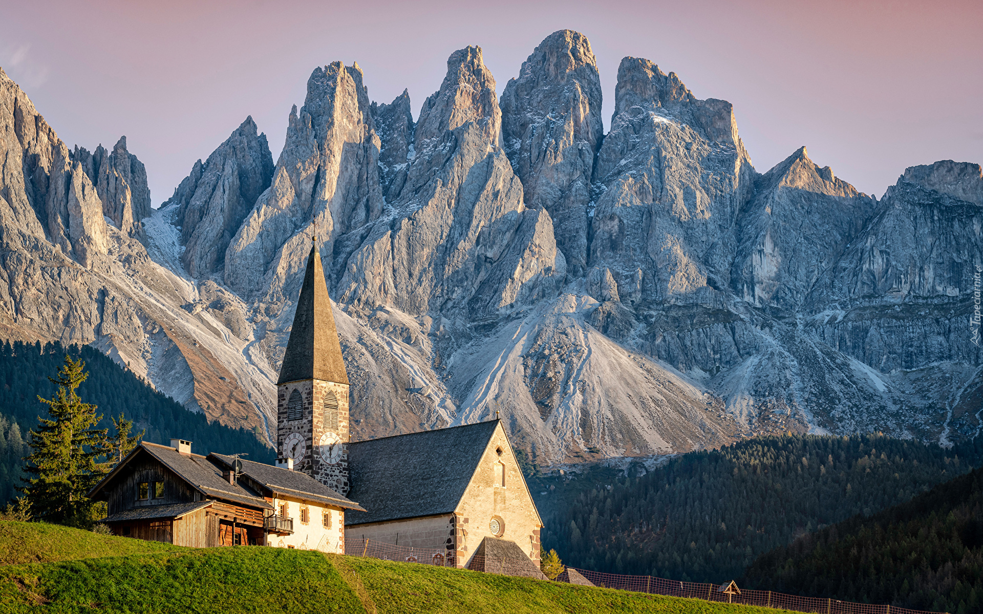 Kościół, Góry, Dolomity, Kościół św Magdaleny, Włochy