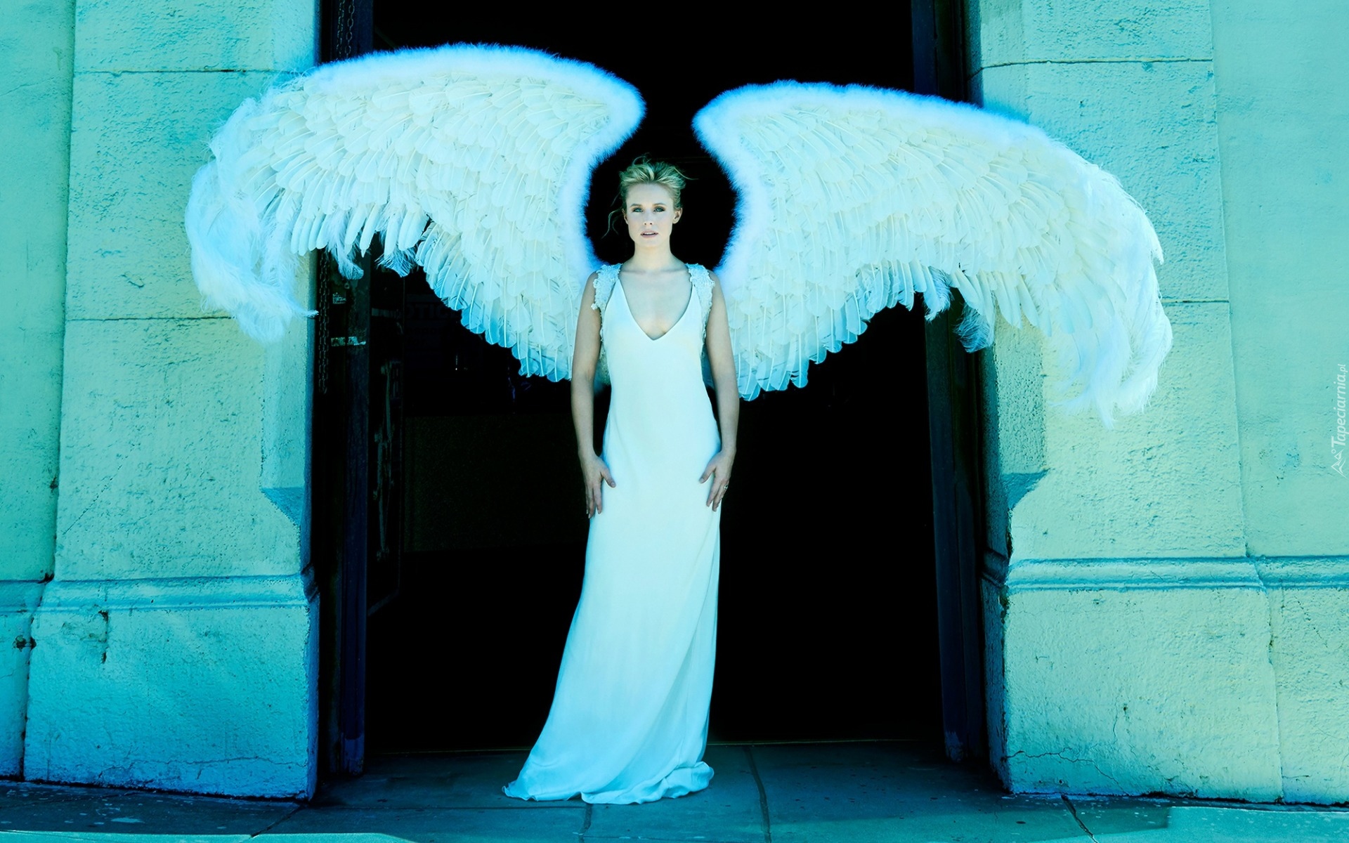 Kobieta, Kristen Bell, Skrzydła, Sukienka, Anioł