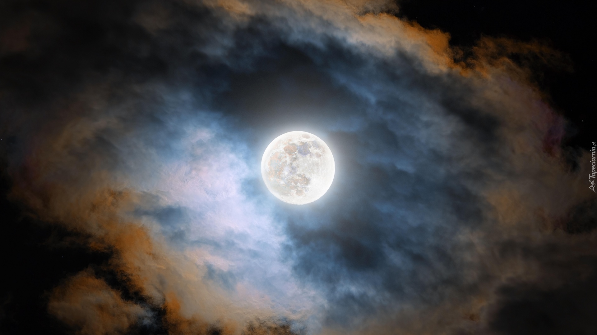 Księżyc, Chmury, Niebo
