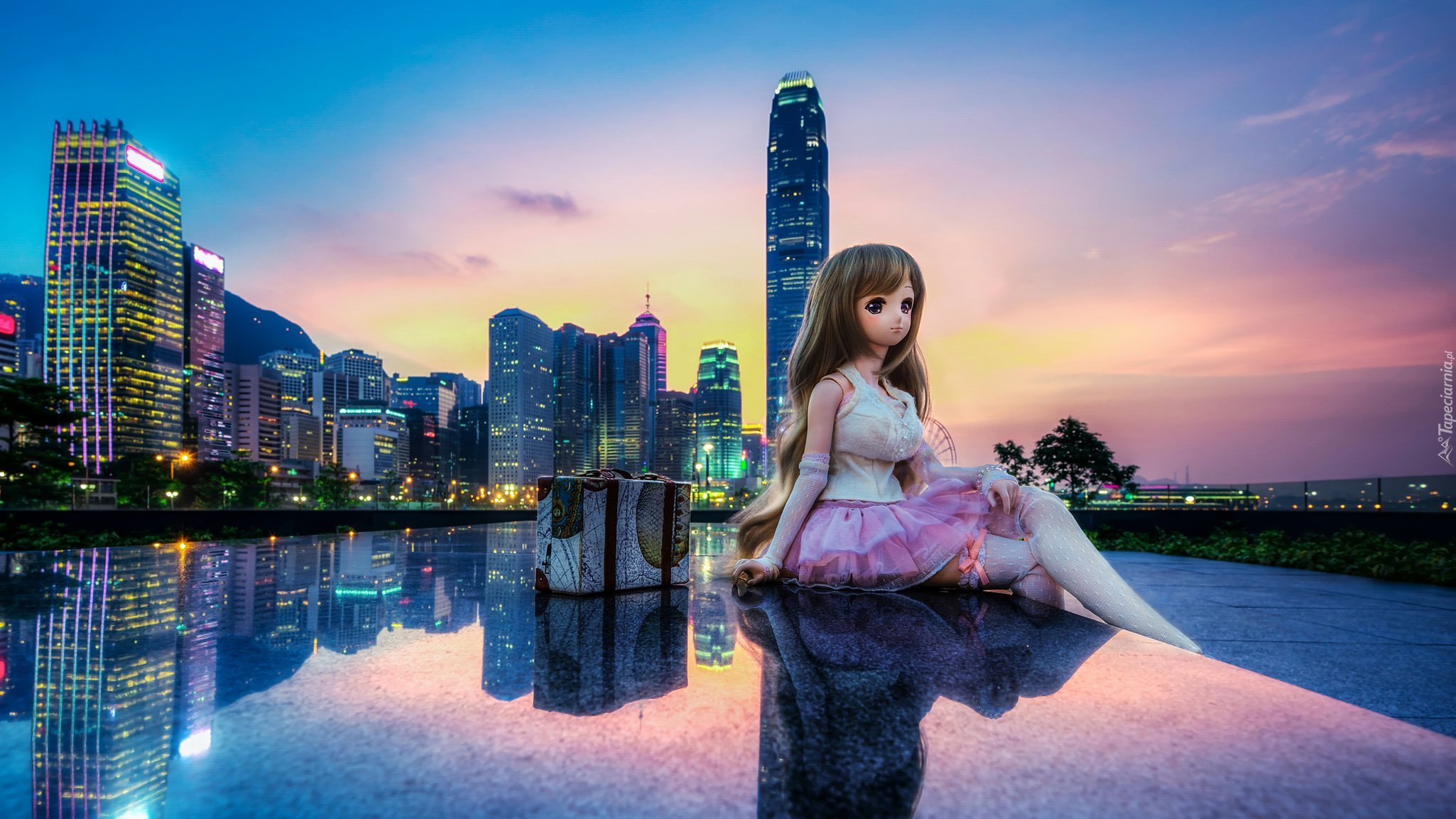 Chiny, Hong Kong, Tamar Park, Wieżowce, Lalka, Zdjęcie miasta