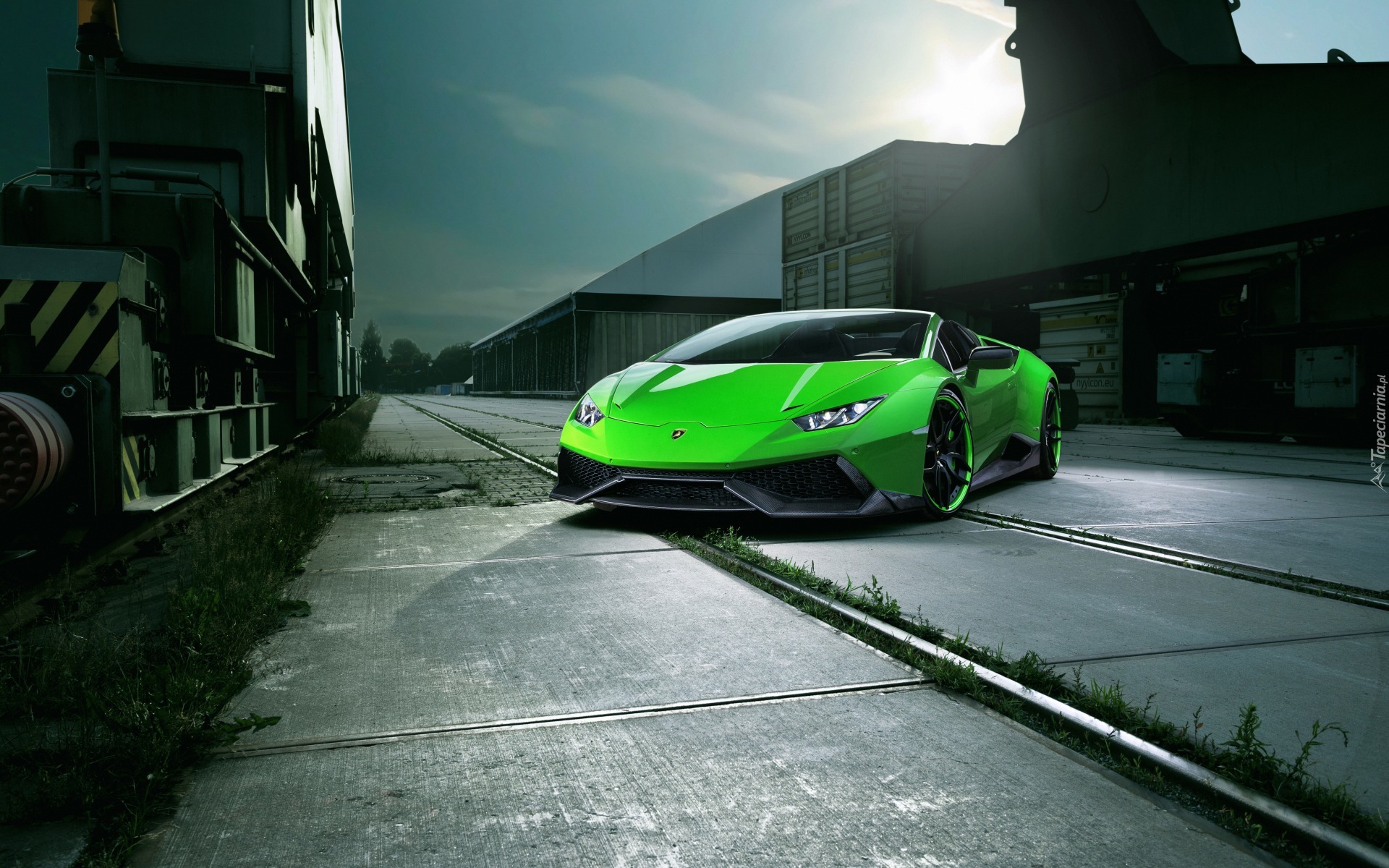 Zielony, Lamborghini Huracan Spyder, 2016, Szyny