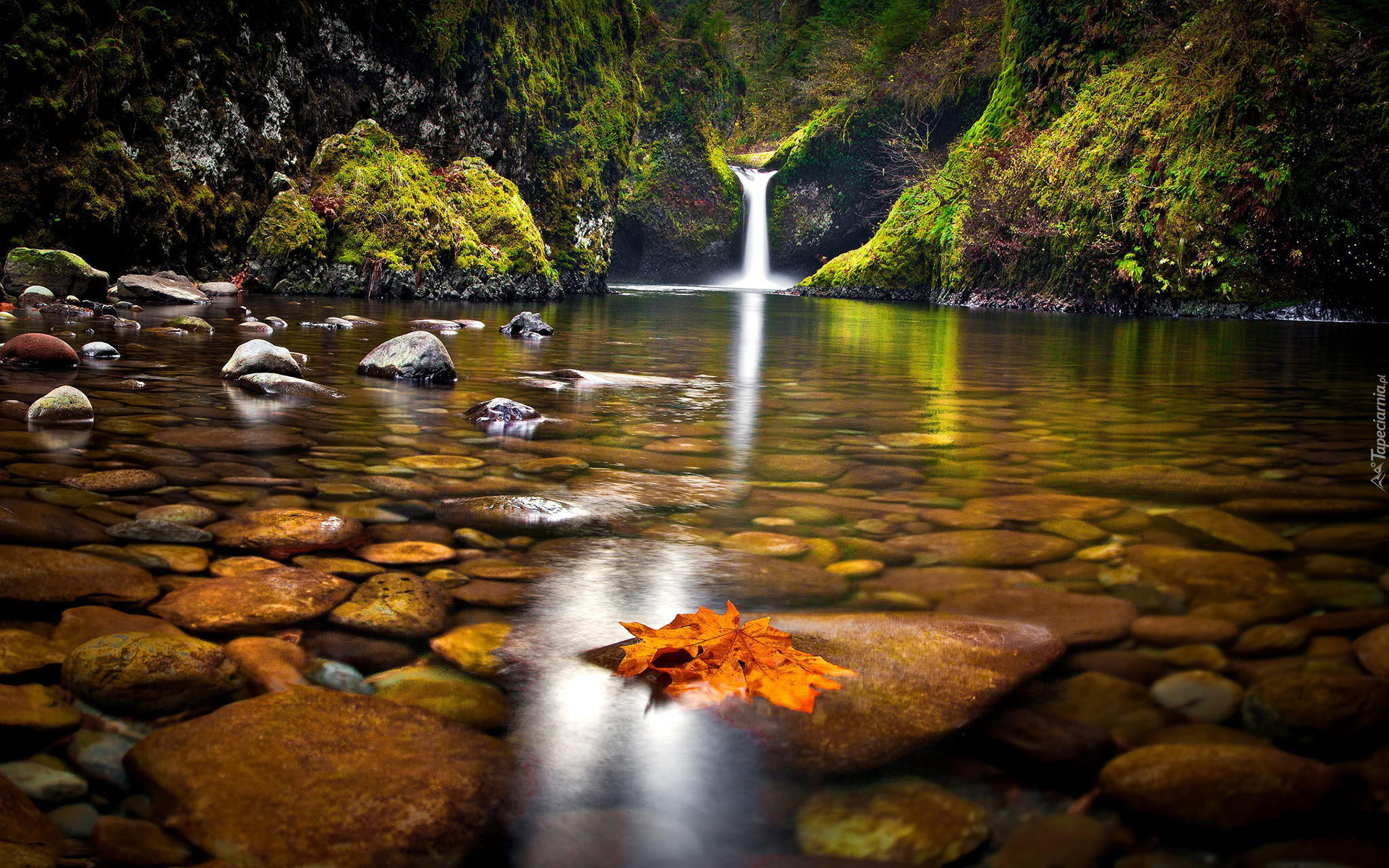 Wodospad, Punch Bowl Falls, Eagle Creek, Rzeka, Kolumbia River, Kamienie, Skały, Stan Oregon, Stany Zjednoczone