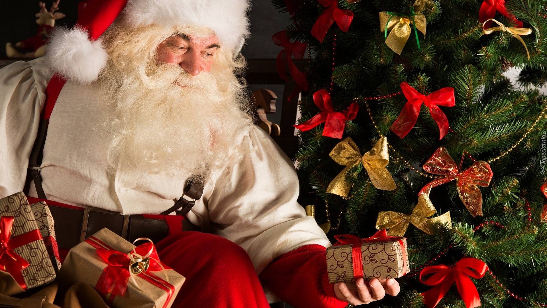 Święty Mikołaj, Prezenty, Choinka, Boże Narodzenie