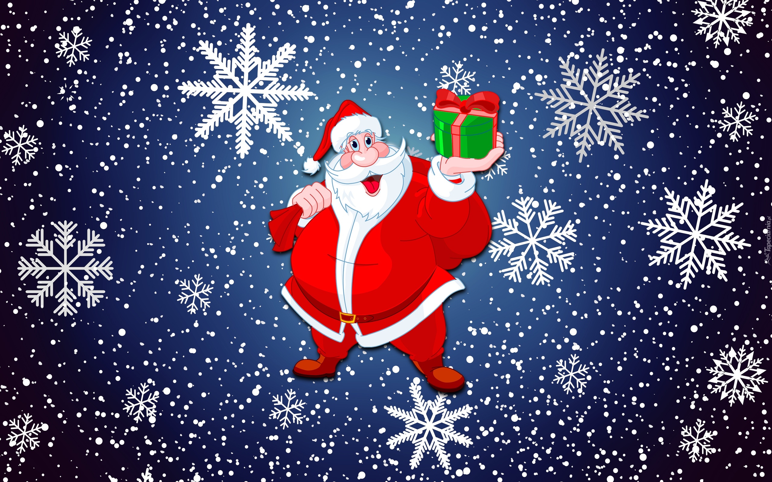Mikołaj, Prezent, Płatki, Śniegu, Świąteczne, 2D