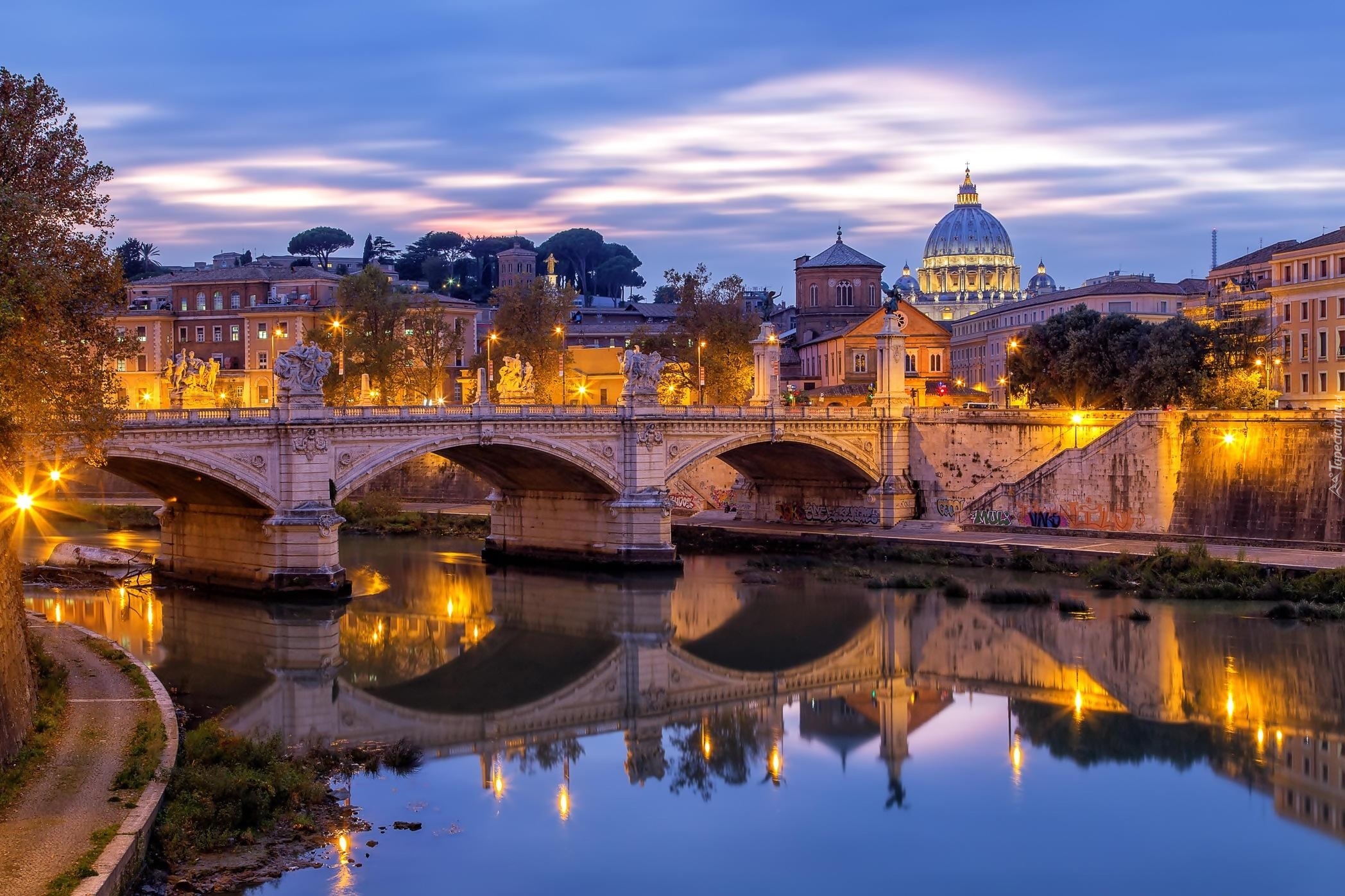 Rzym, Watykan, Most św. Anioła, Rzeka Tyber, Bazylika św. Piotra