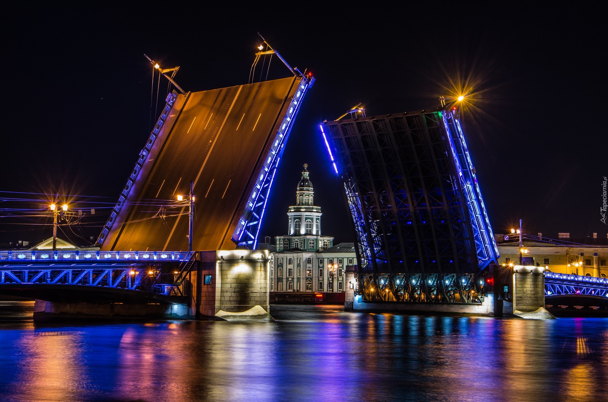 Rosja, Petersburg, Rzeka Newa, Most zwodzony