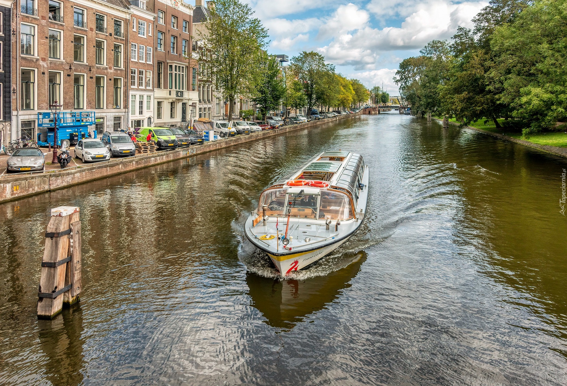 Amsterdam, Holandia, Motorówka, Kanał