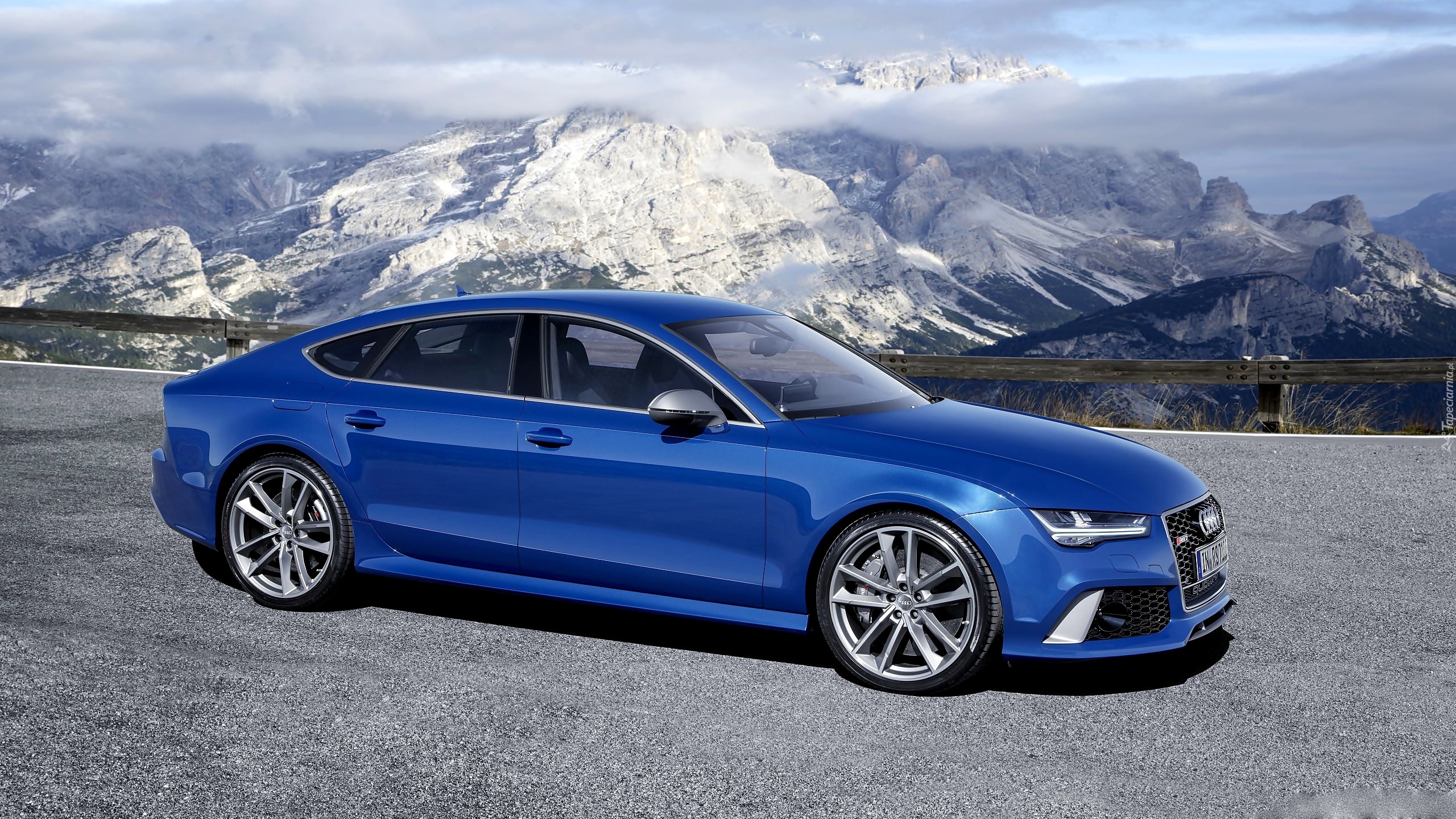 Niebieskie, Audi, RS7, Droga, Góry
