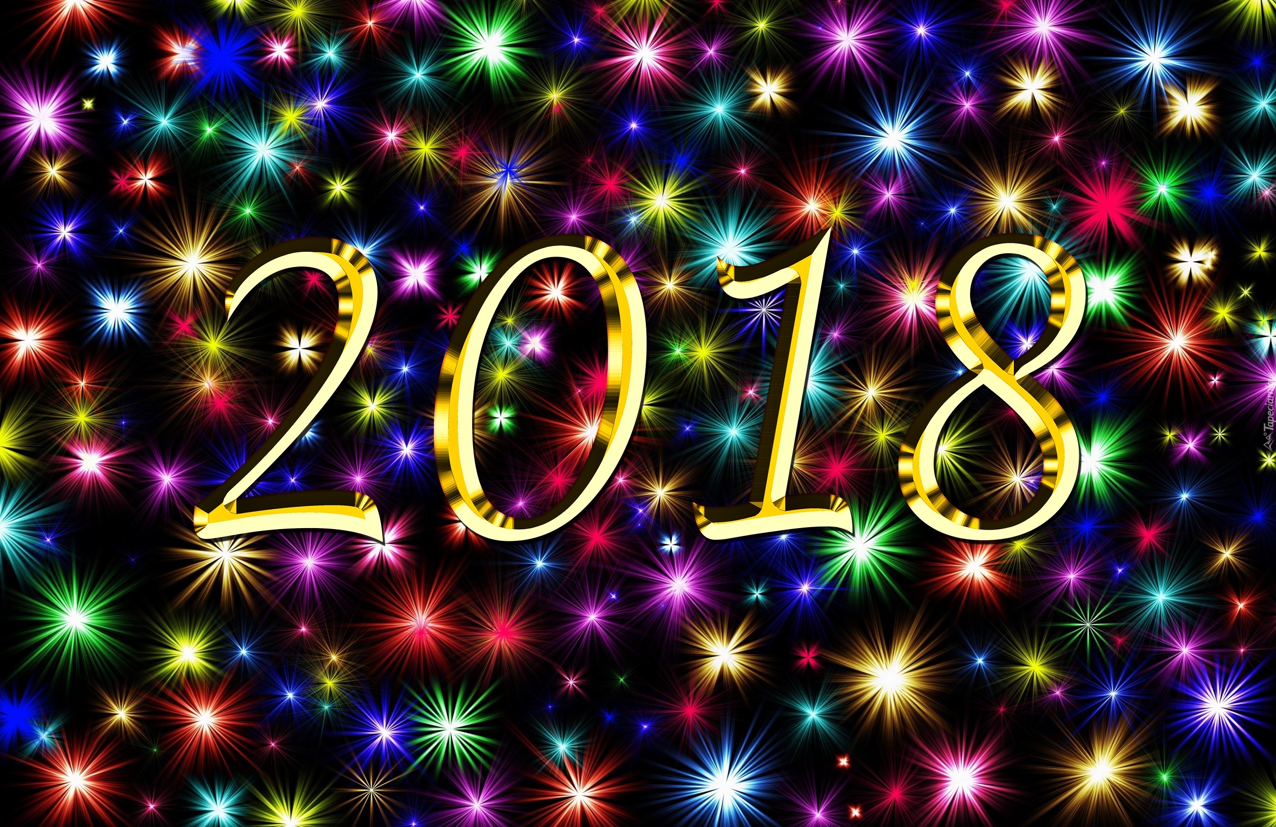 Nowy Rok, 2018, Sylwester, Fajerwerki, Grafika 2D