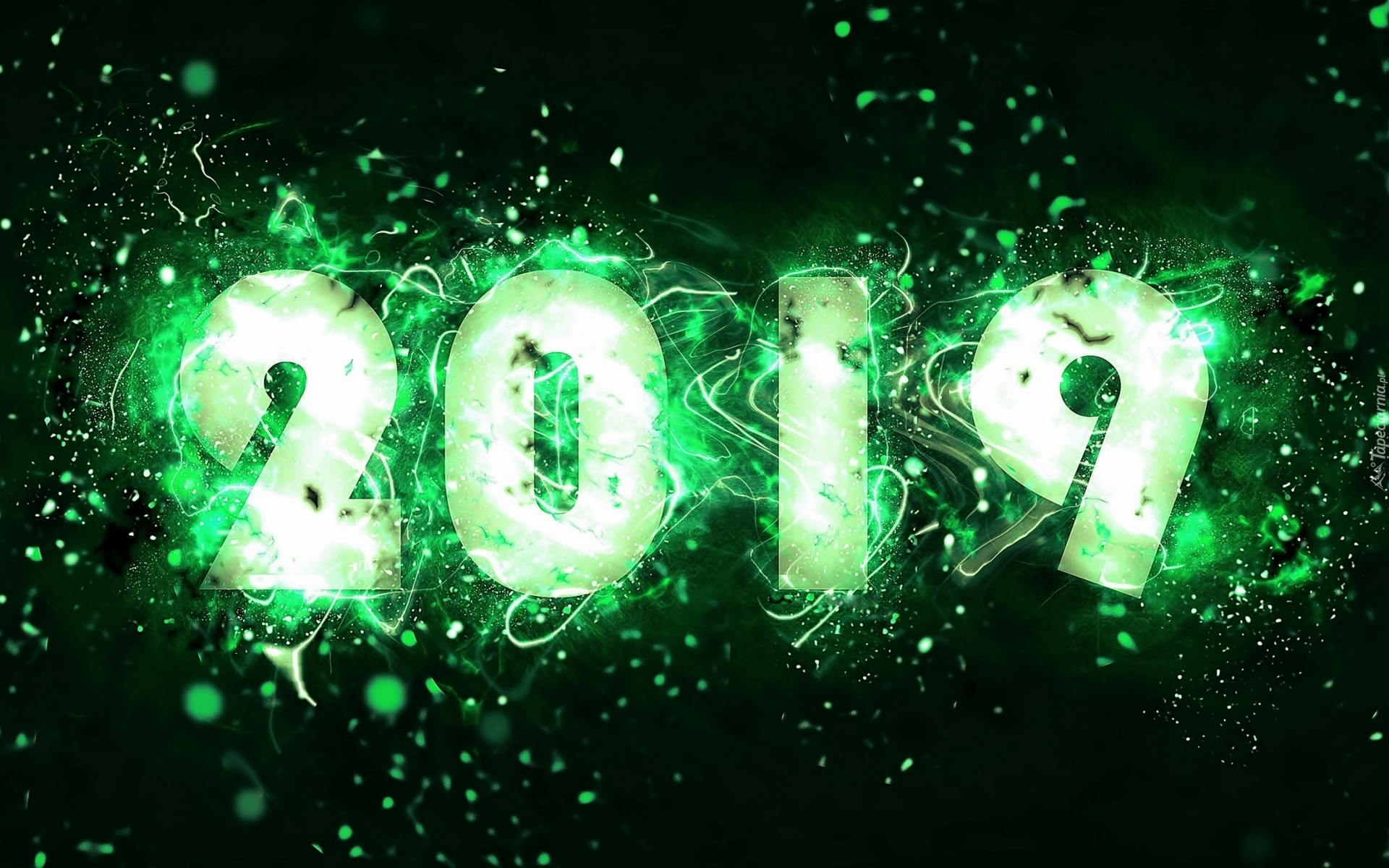 Nowy Rok, 2019, Zielone, Cyfry