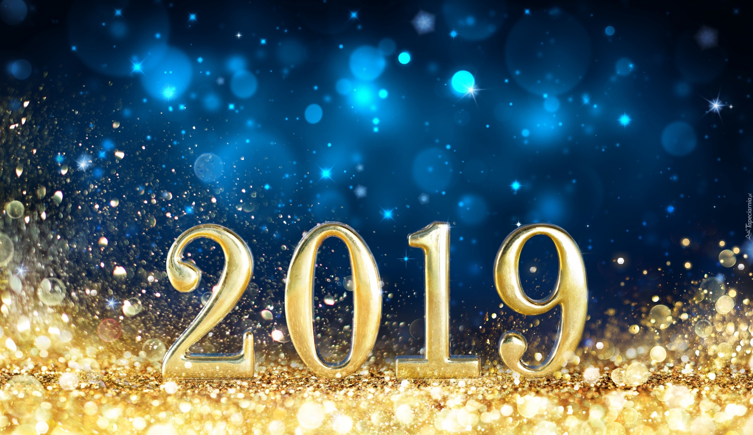 Nowy Rok, 2019, Złote, Cyfry