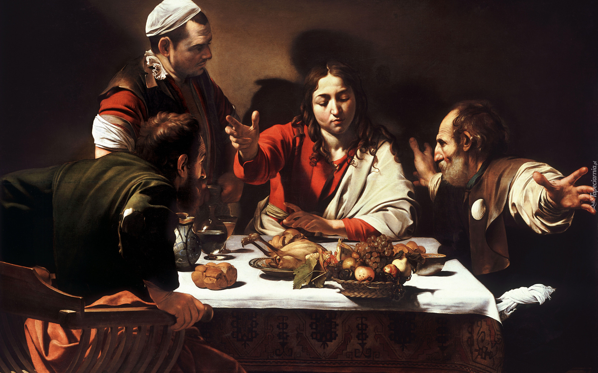 Malarstwo, Obraz, Michelangelo Caravaggio, Wieczerza w Emmaus