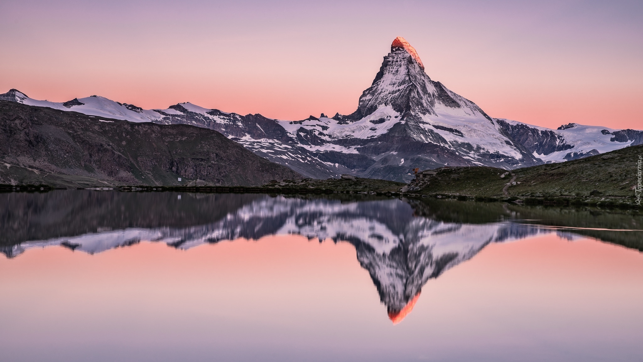 Góry, Alpy, Góra, Matterhorn, Jezioro, Odbicie, Szwajcaria