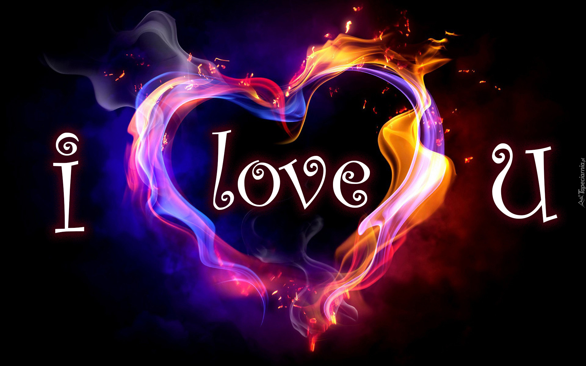 Miłość, Ogień, Serce, Napis