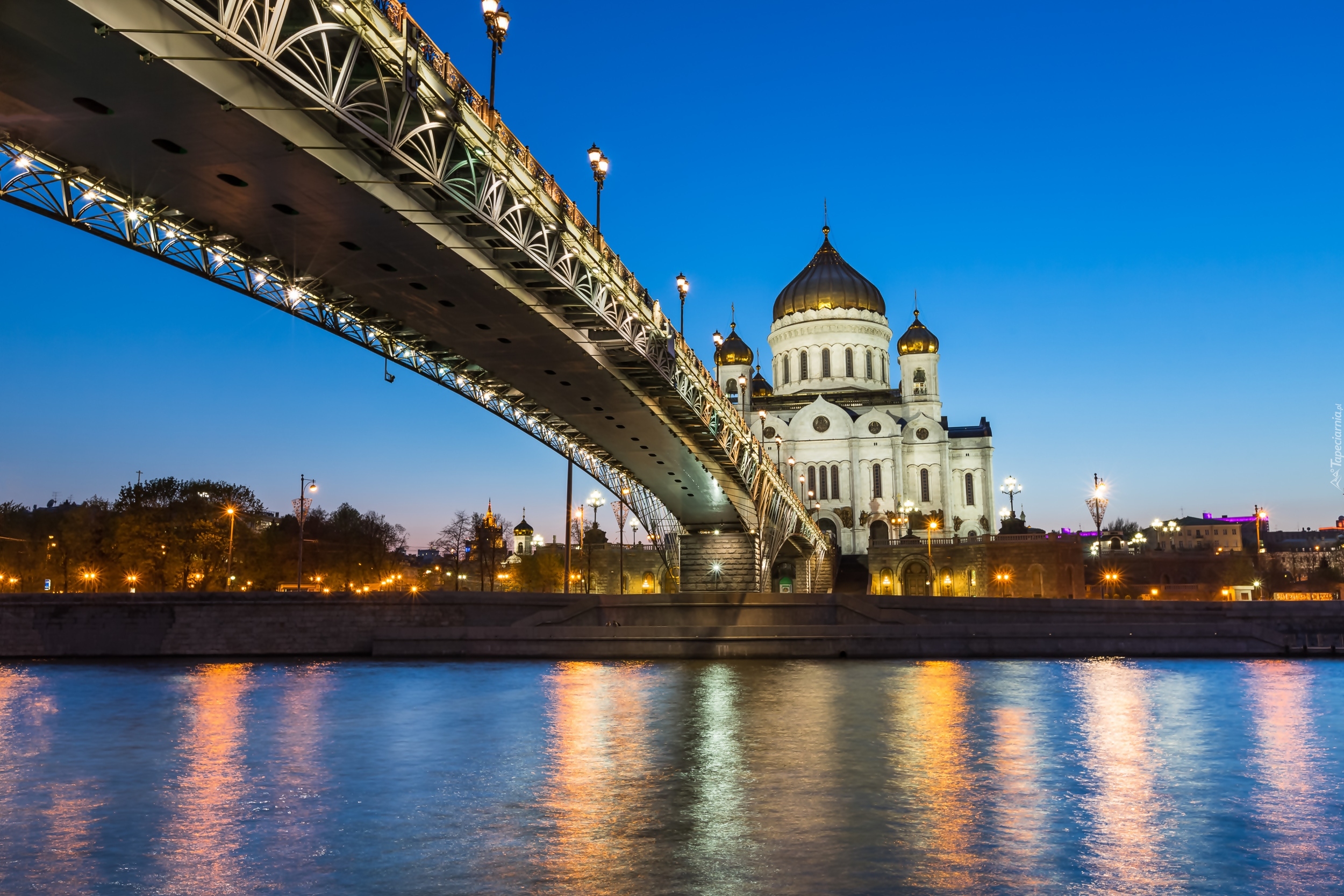 Rosja, Moskwa, Sobór Chrystusa Zbawiciela, Most, Rzeka
