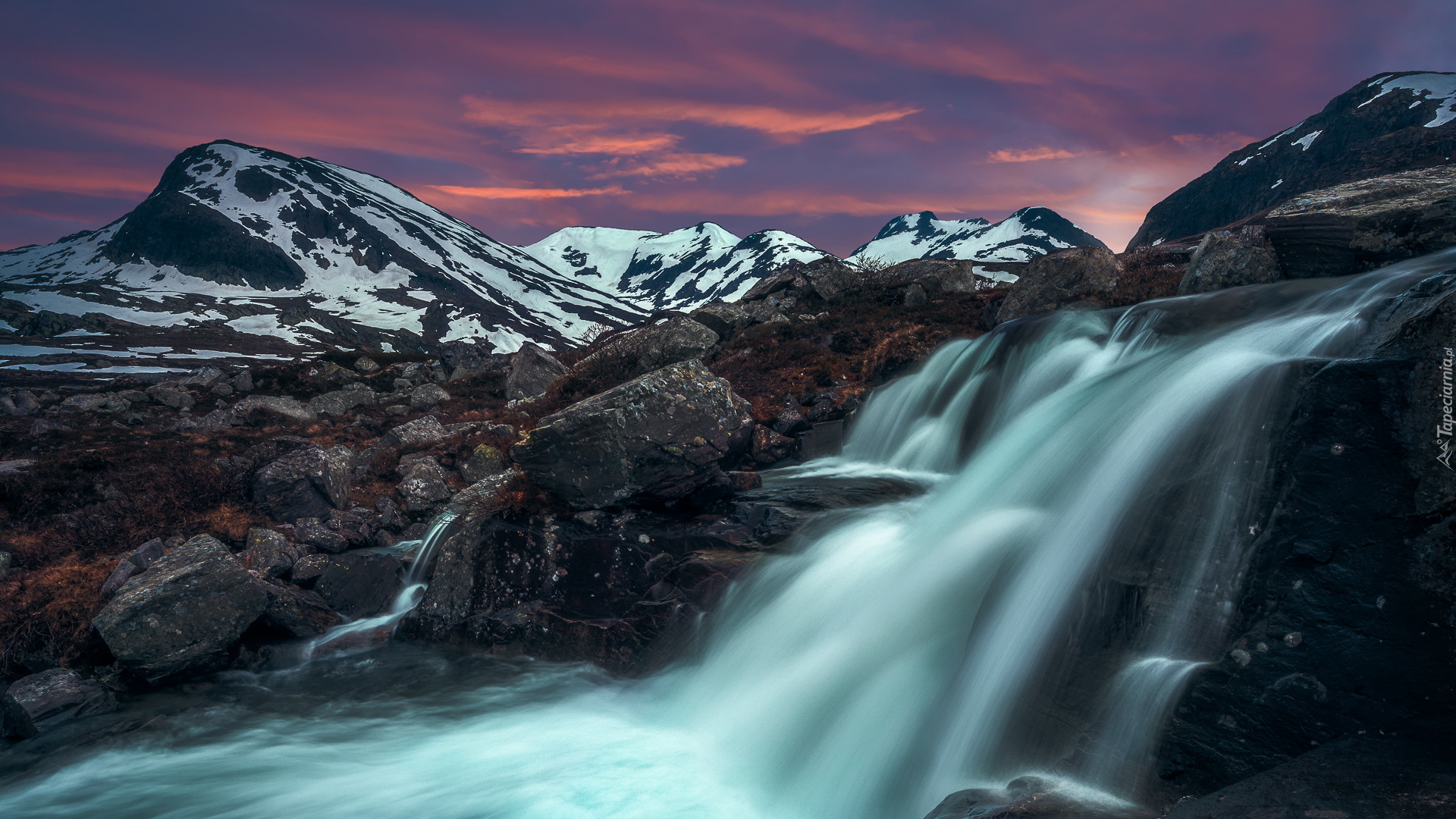 Góry Jotunheimen, Rzeka, Skały, Kamienie, Norwegia