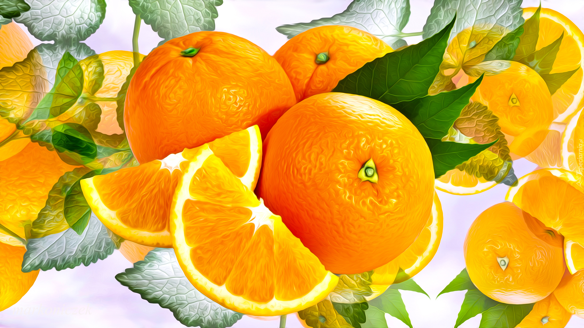 Pomarańcze, Grafika