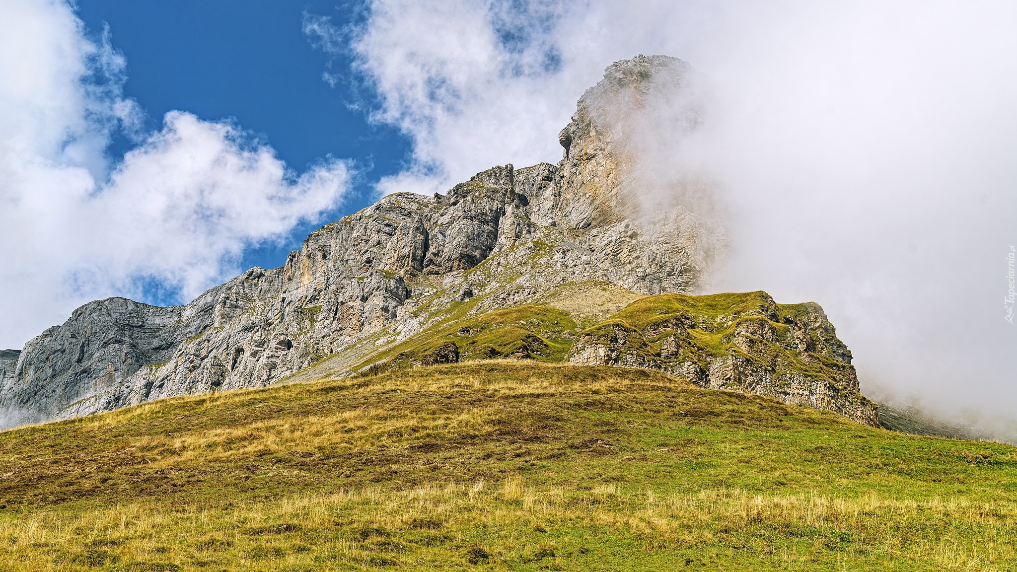 Skały, Mgła, Przełęcz, Klausenpass, Góry, Alpy Glarneńskie, Szwajcaria
