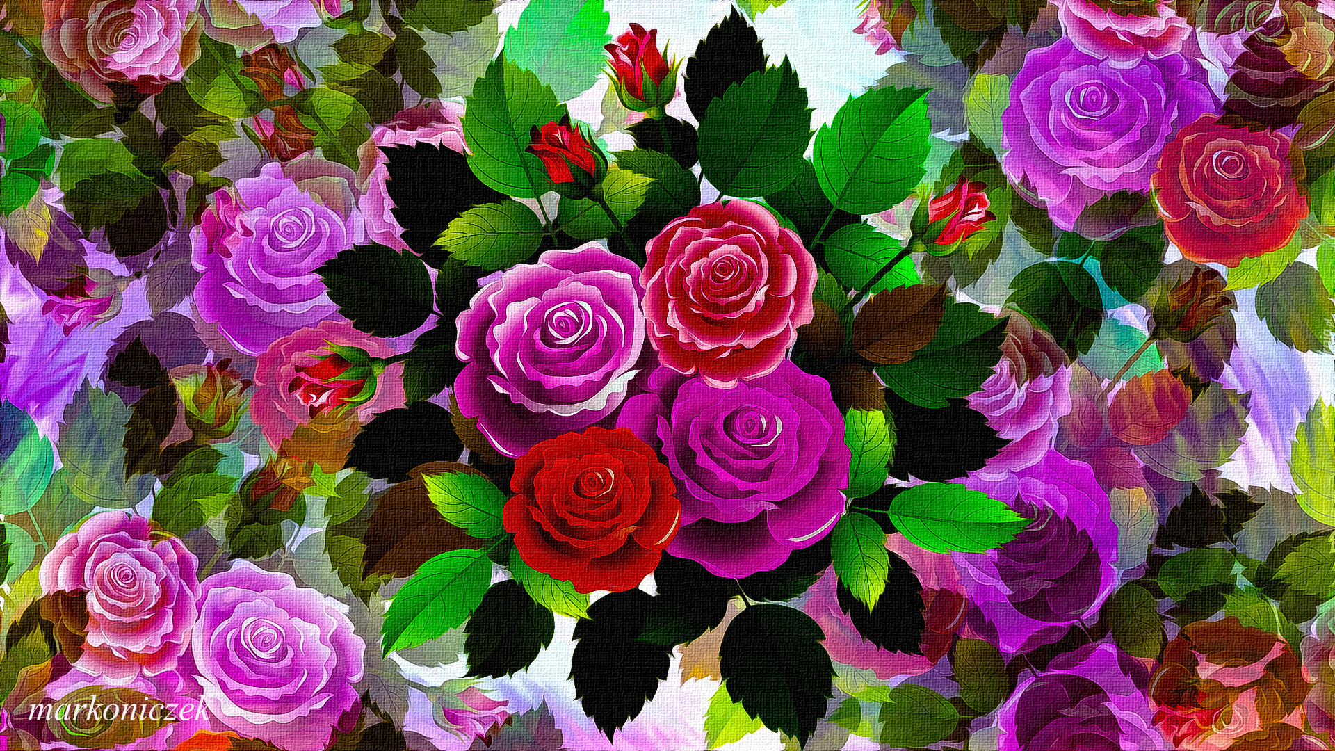 Kwiaty, Kolorowe, Róże, Grafika 2D