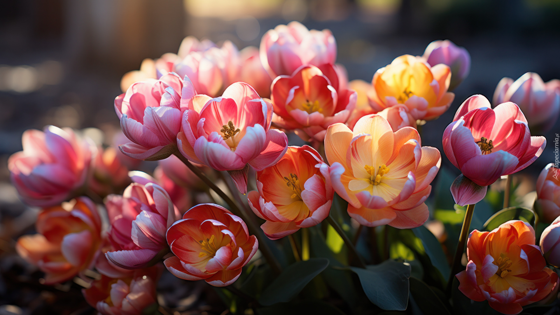 Kwiaty, Kolorowe, Tulipany, Bukiet