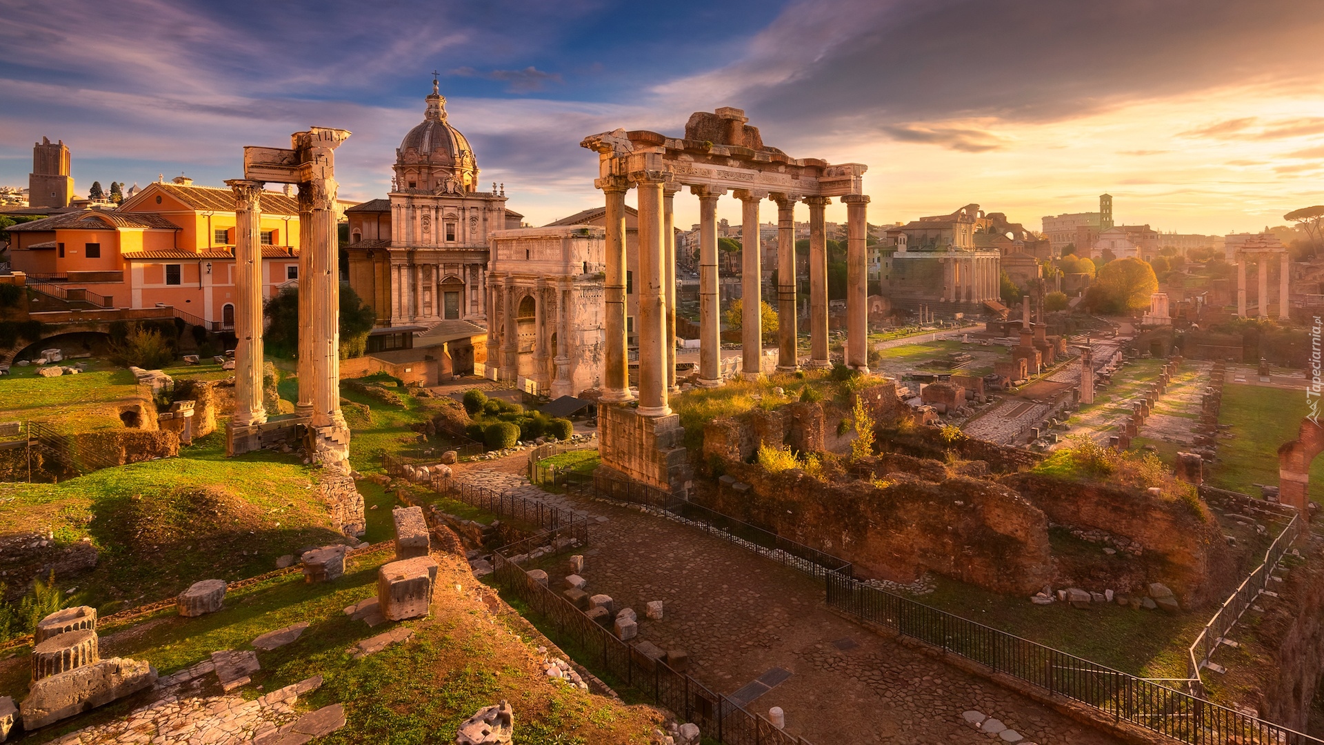 Włochy, Rzym, Forum Romanum, Świątynia Saturna, Ruiny, Zabytek