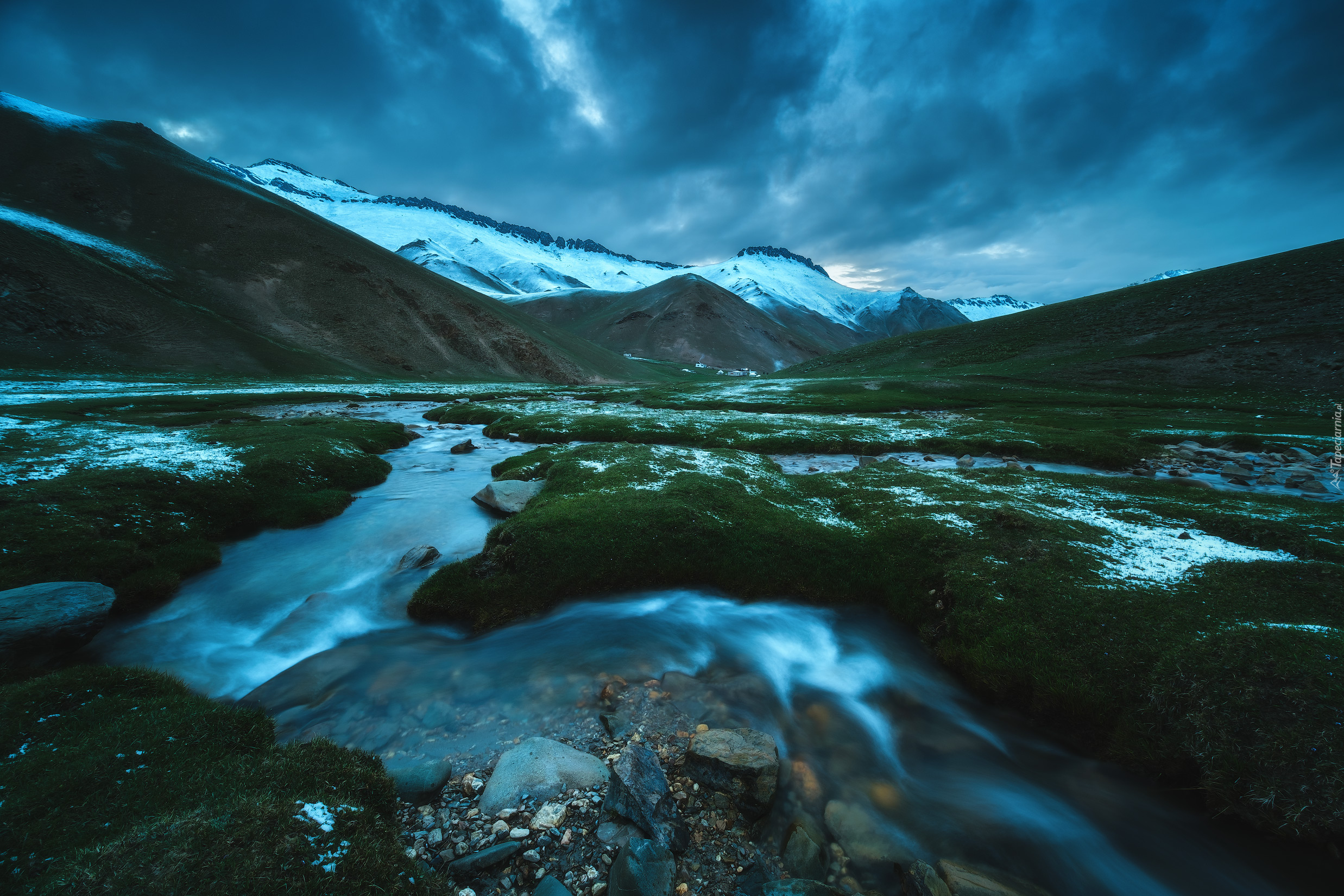 Rzeka, Góry Tienszan, Śnieg, Obwód naryński, Kirgistan