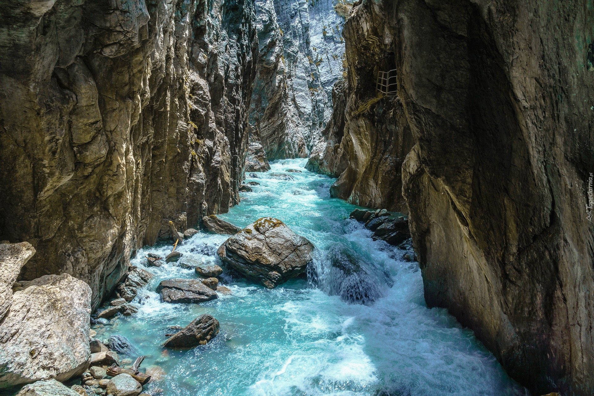 Rzeka, Wąwóz Gletscherschlucht Rosenlaui, Skały, Kamienie, Szwajcaria