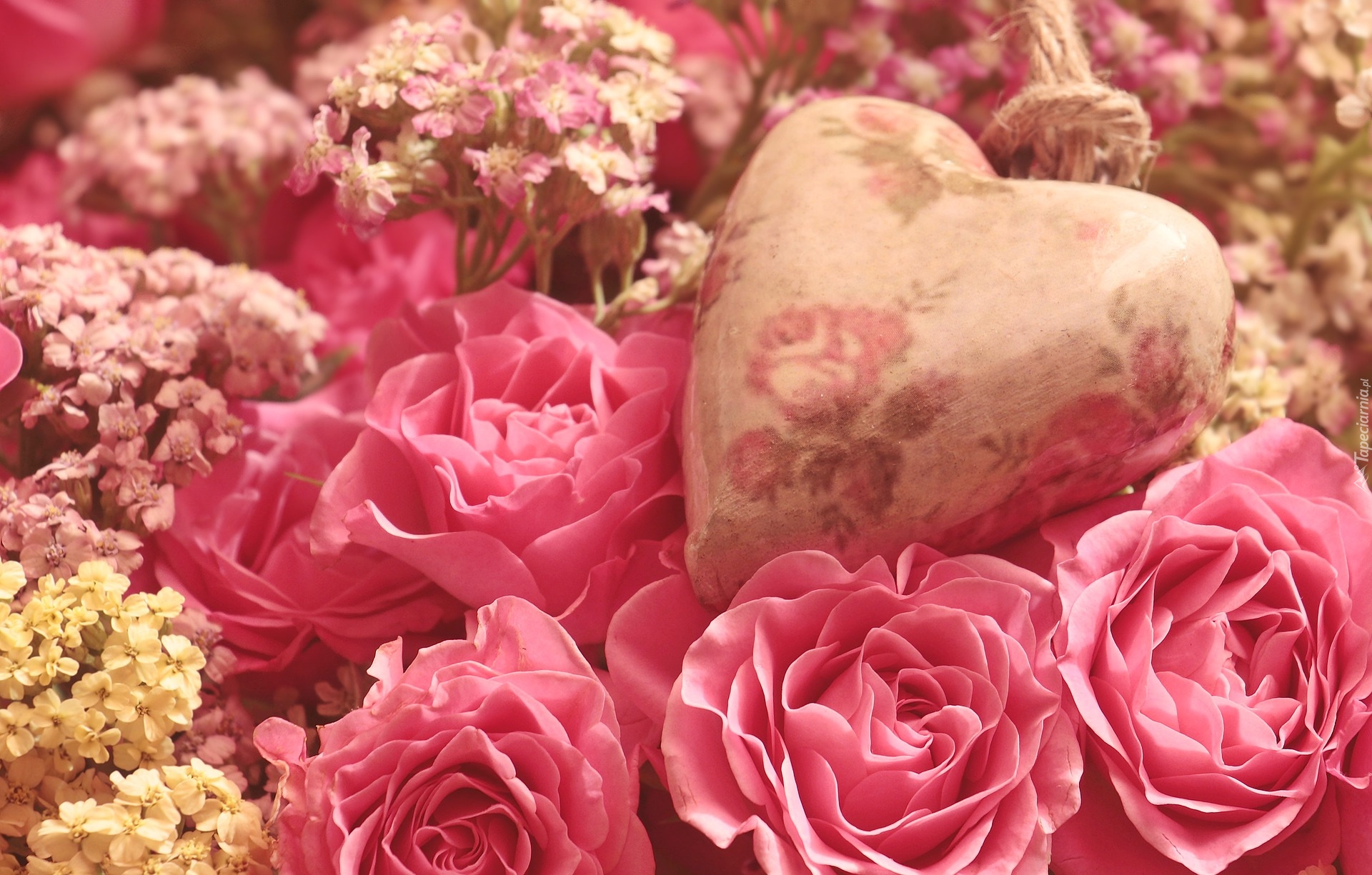 Kwiaty, Dekoracyjne, Serce, Róże