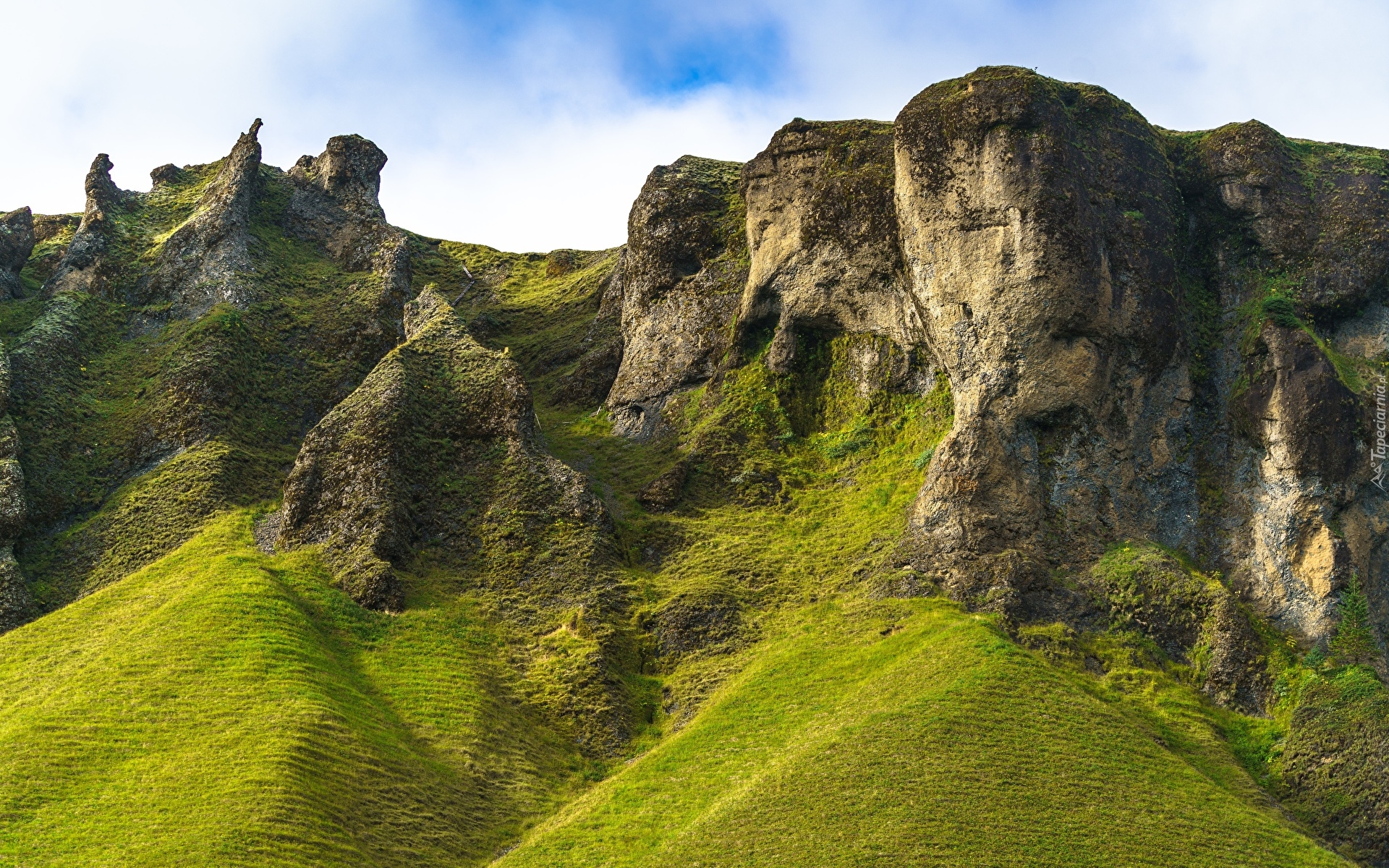 Islandia, Góry, Skały, Zielone, Zbocza