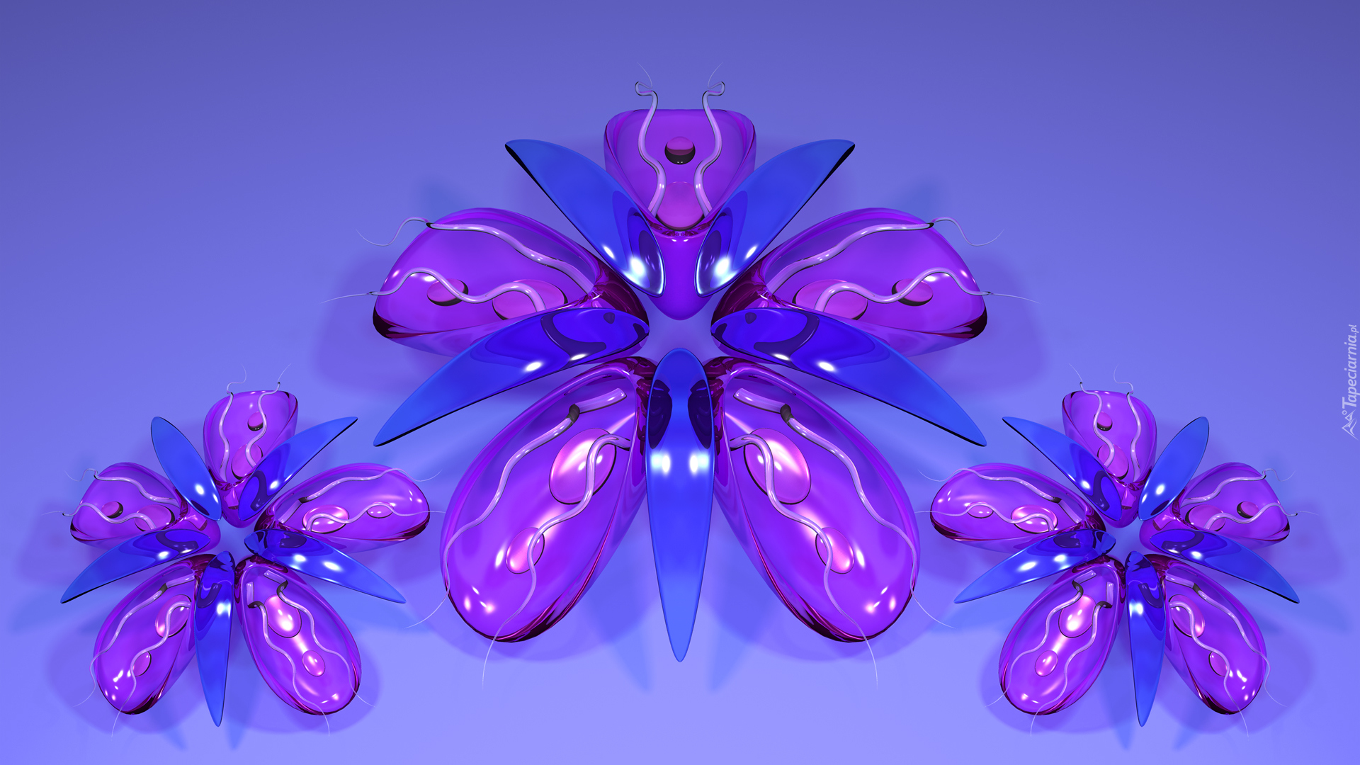 Grafika 3D, Szklane, Kwiaty