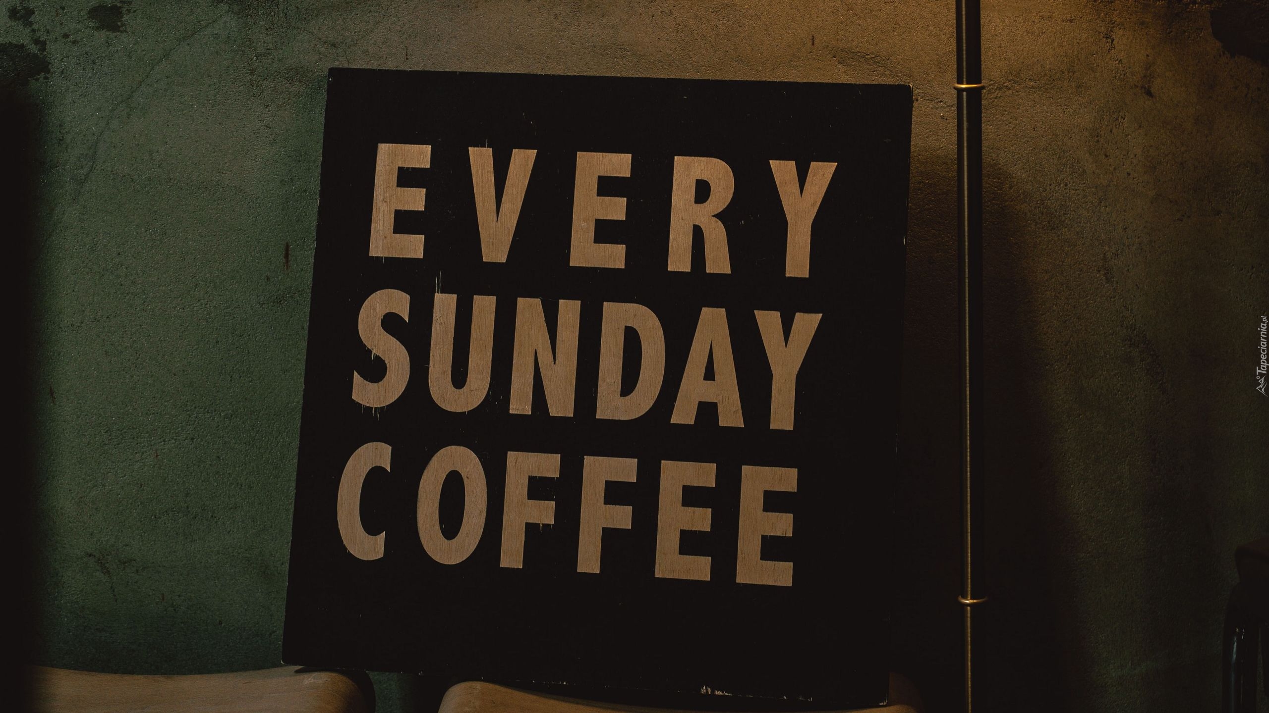Napis, Tabliczka, Tekst, Every Sunday Coffee