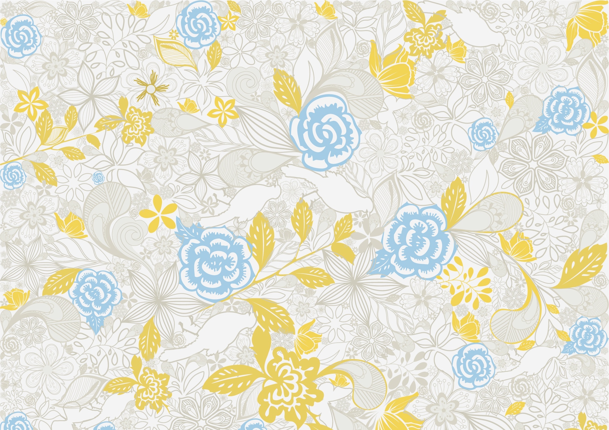 Niebieskie, Żółte, Kwiaty, Tekstura