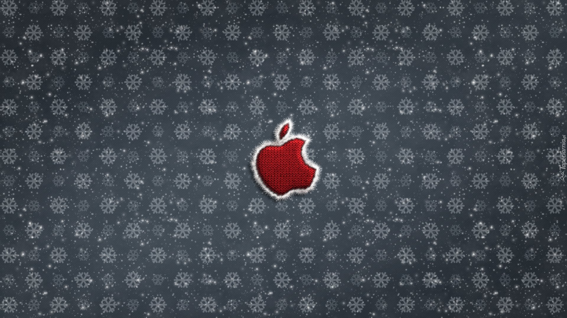Logo, Apple, Wełniane, Puszek, Szare, Tło, Gwiazdki