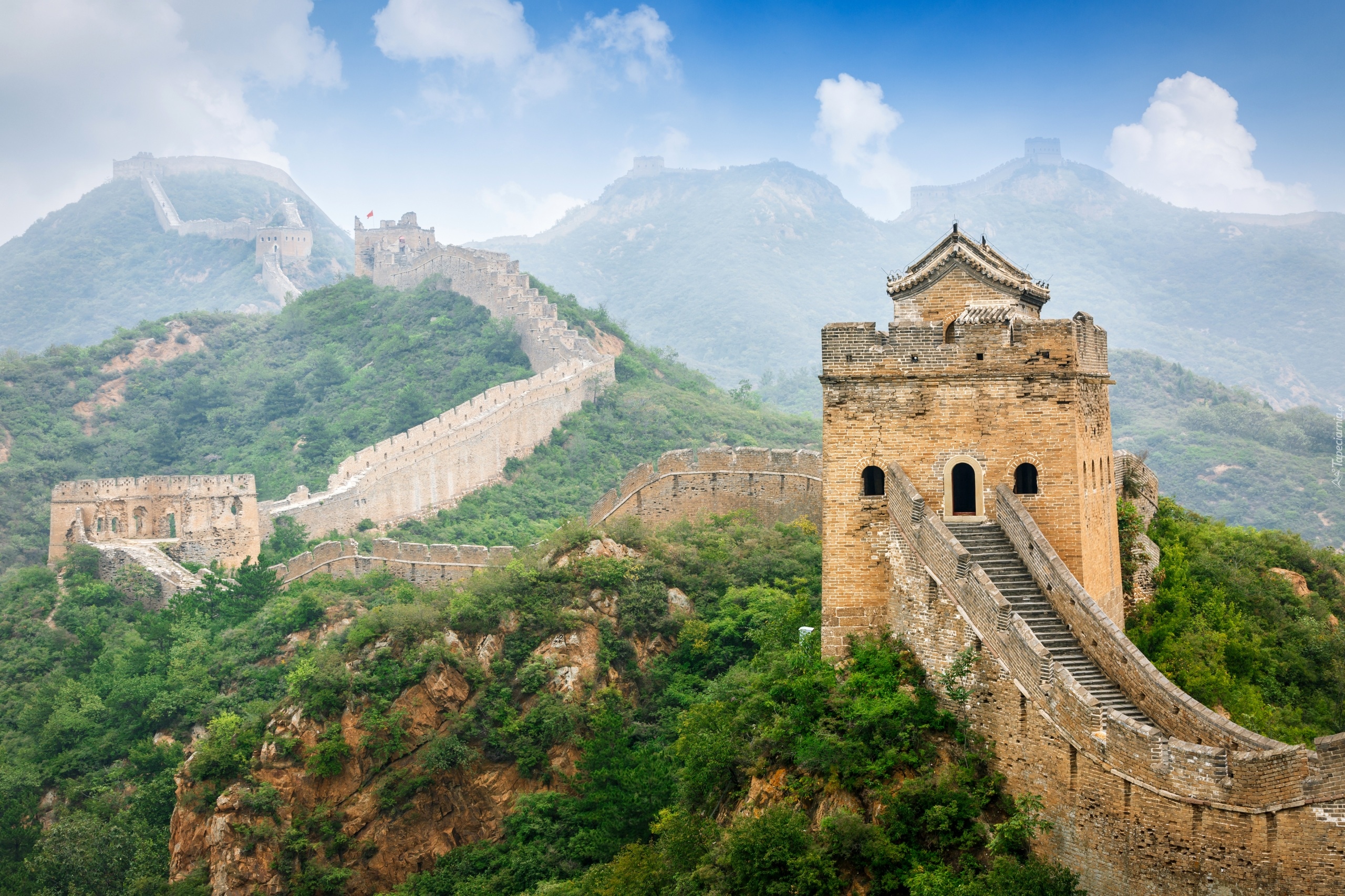  Chiny, Wielki Mur Chiński, Zabytek, Góry Nan Shan, Mgła