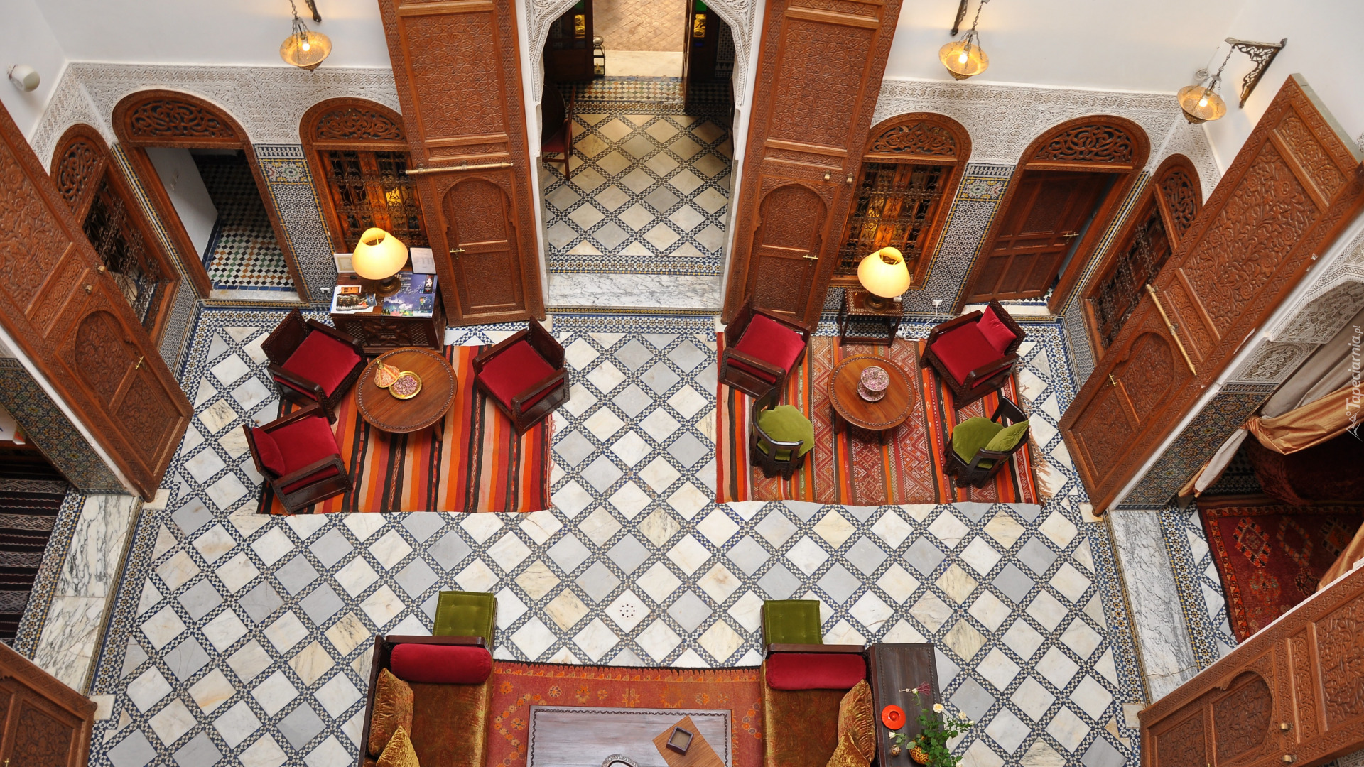 Wnętrze, Holl, Hotel Riad Au 20 Jasmins, Miasto Fez, Maroko