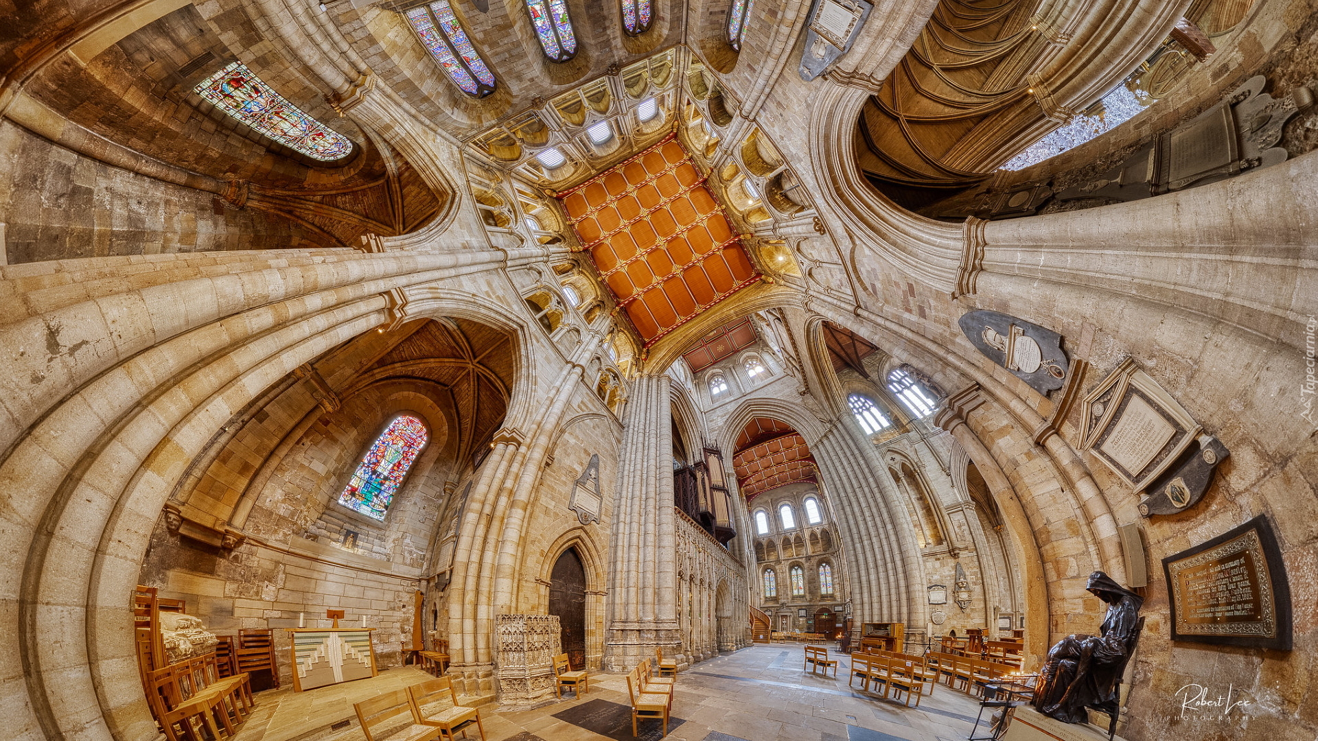 Panorama sferyczna, Wnętrze, Kościół, Katedra, Kościół Świętego Piotra i Wilfrida, Ripon, Anglia