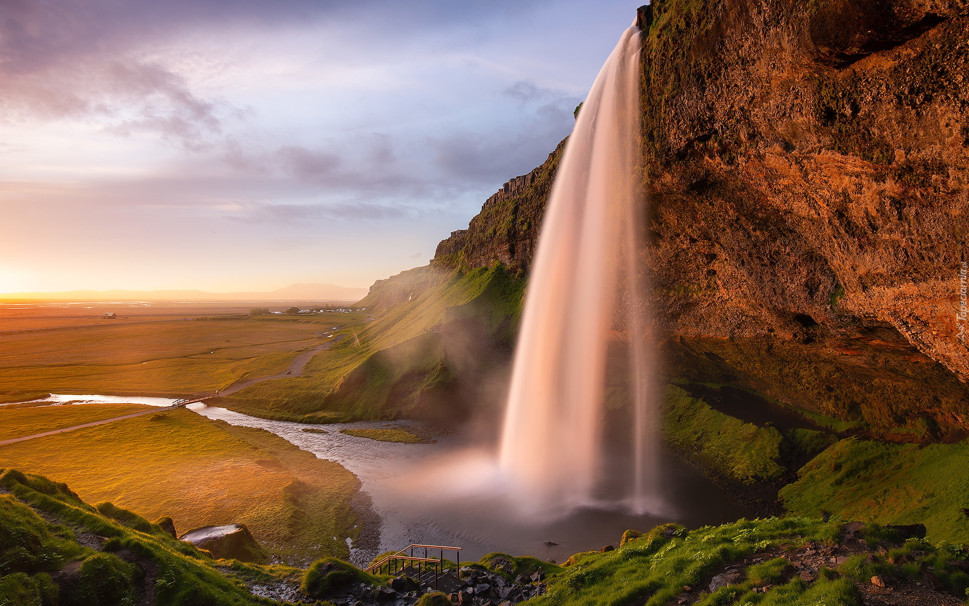 Skały, Wodospad Seljalandsfoss, Rzeka Seljalandsa, Islandia
