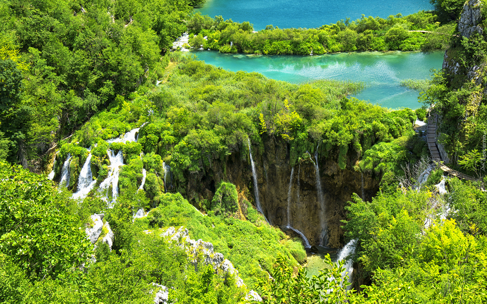 Park Narodowy Jezior Plitwickich, Chorwacja, Wodospady, Las, Jeziora