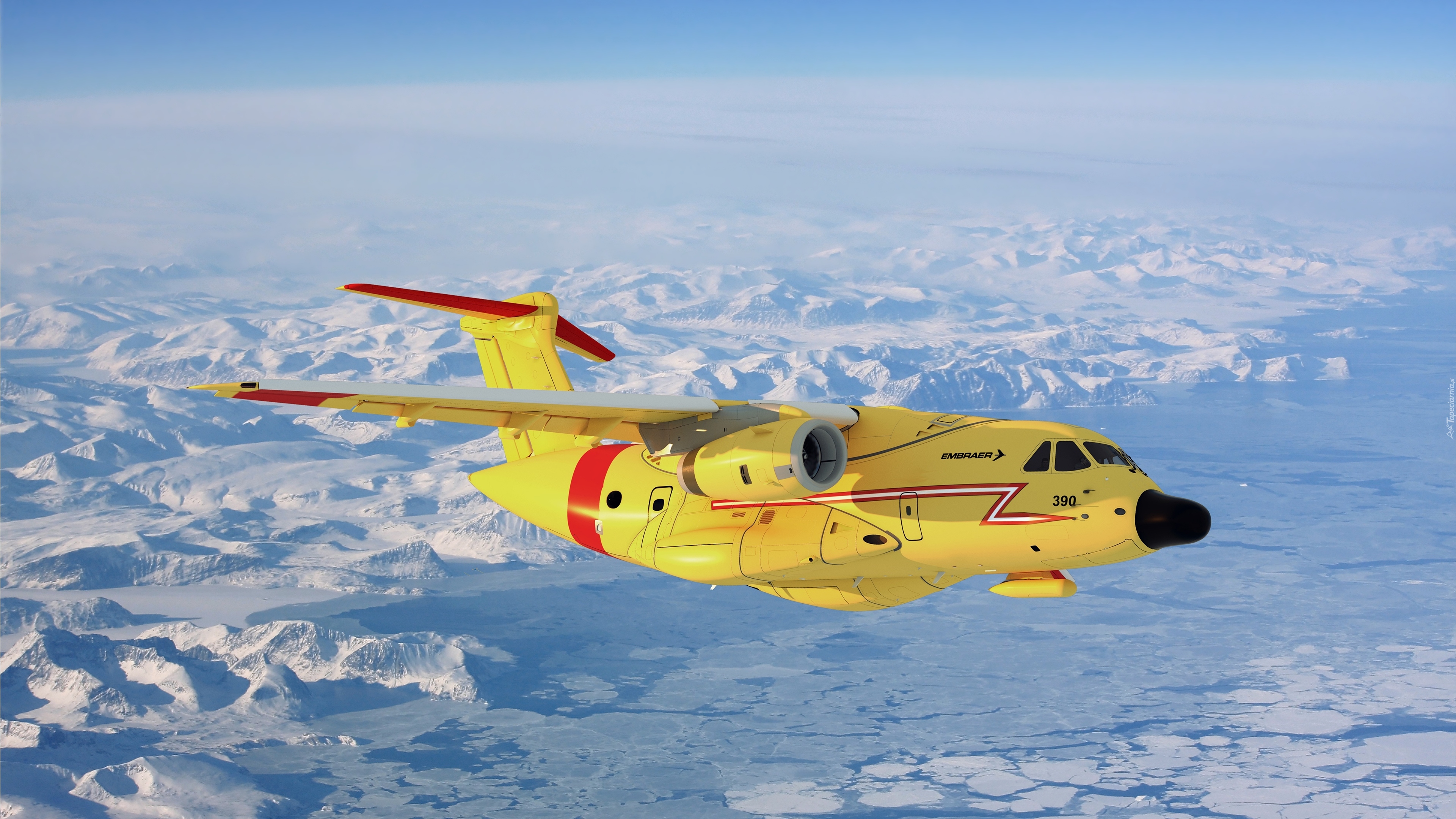 Żółty, Samolot, Embraer KC-390, Wojskowy, Transportowy